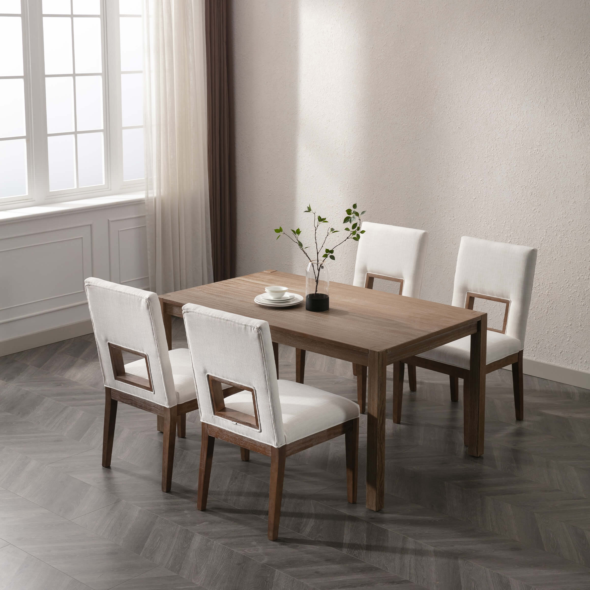 CIMOTA Farmhouse Fabric Dining Chairs Set of 2 - 1921DC