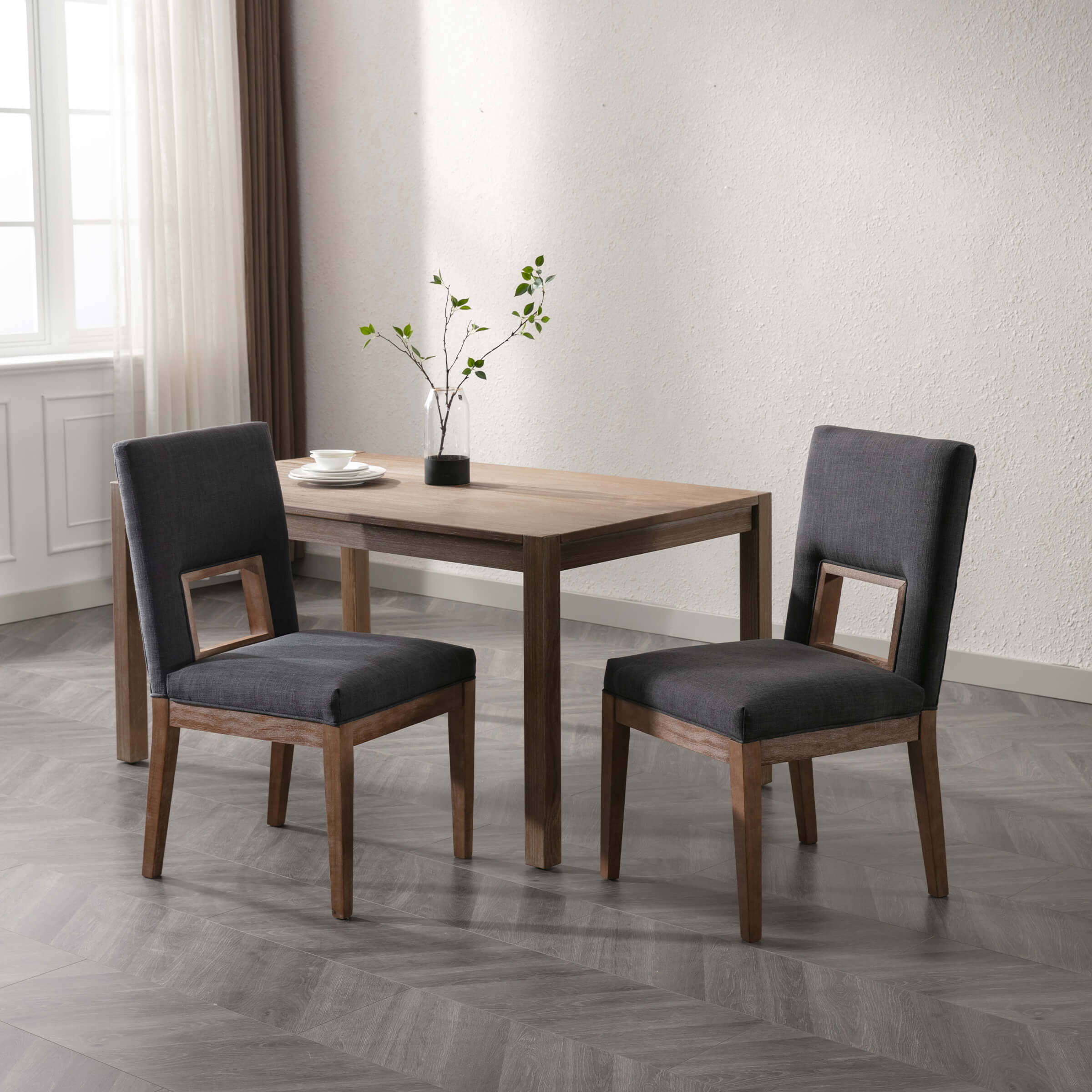 CIMOTA Farmhouse Fabric Dining Chairs Set of 2 - 1921DC