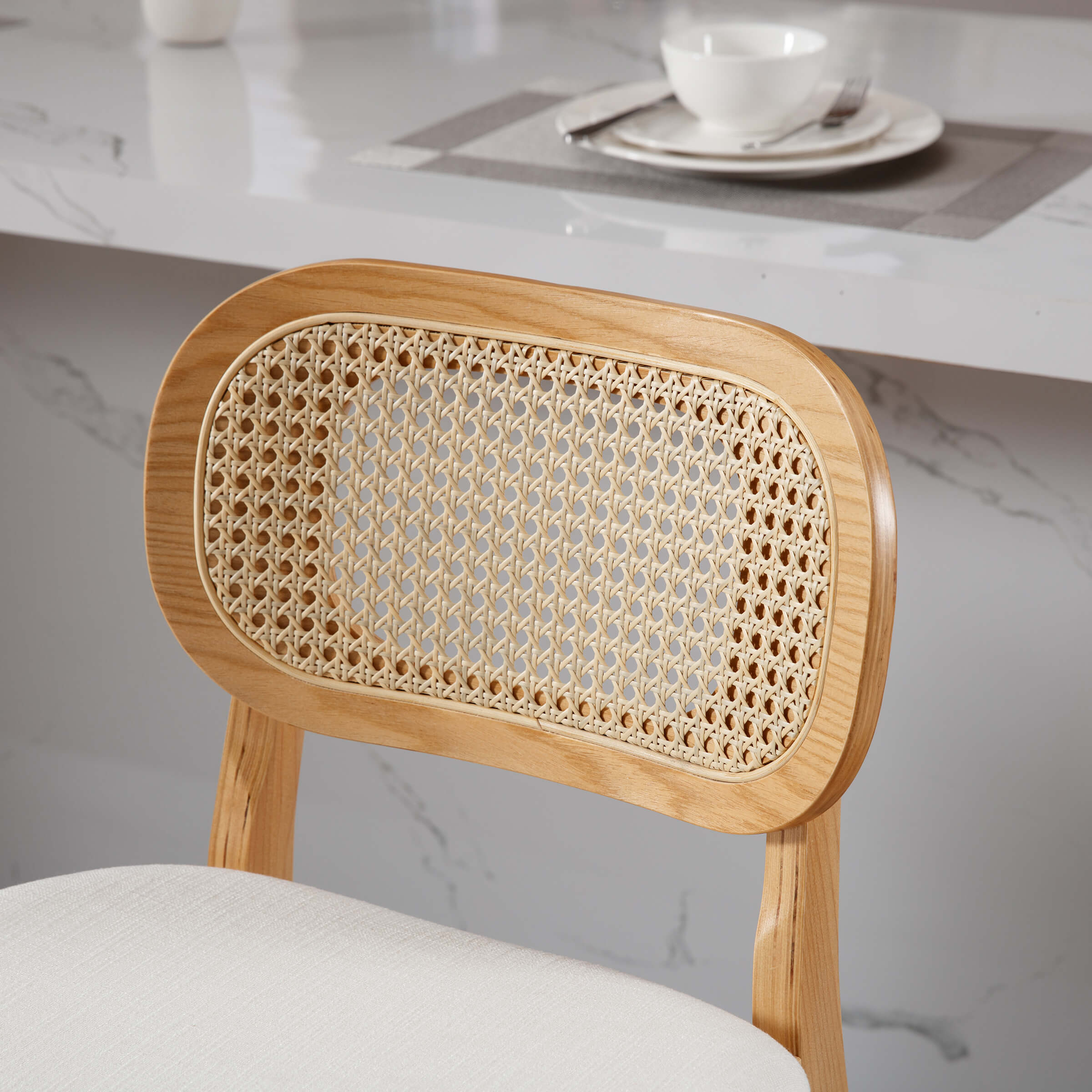 VESCASA 26"H Farmhouse Rattan Back Counter Stools Set of 2 - 5026CS