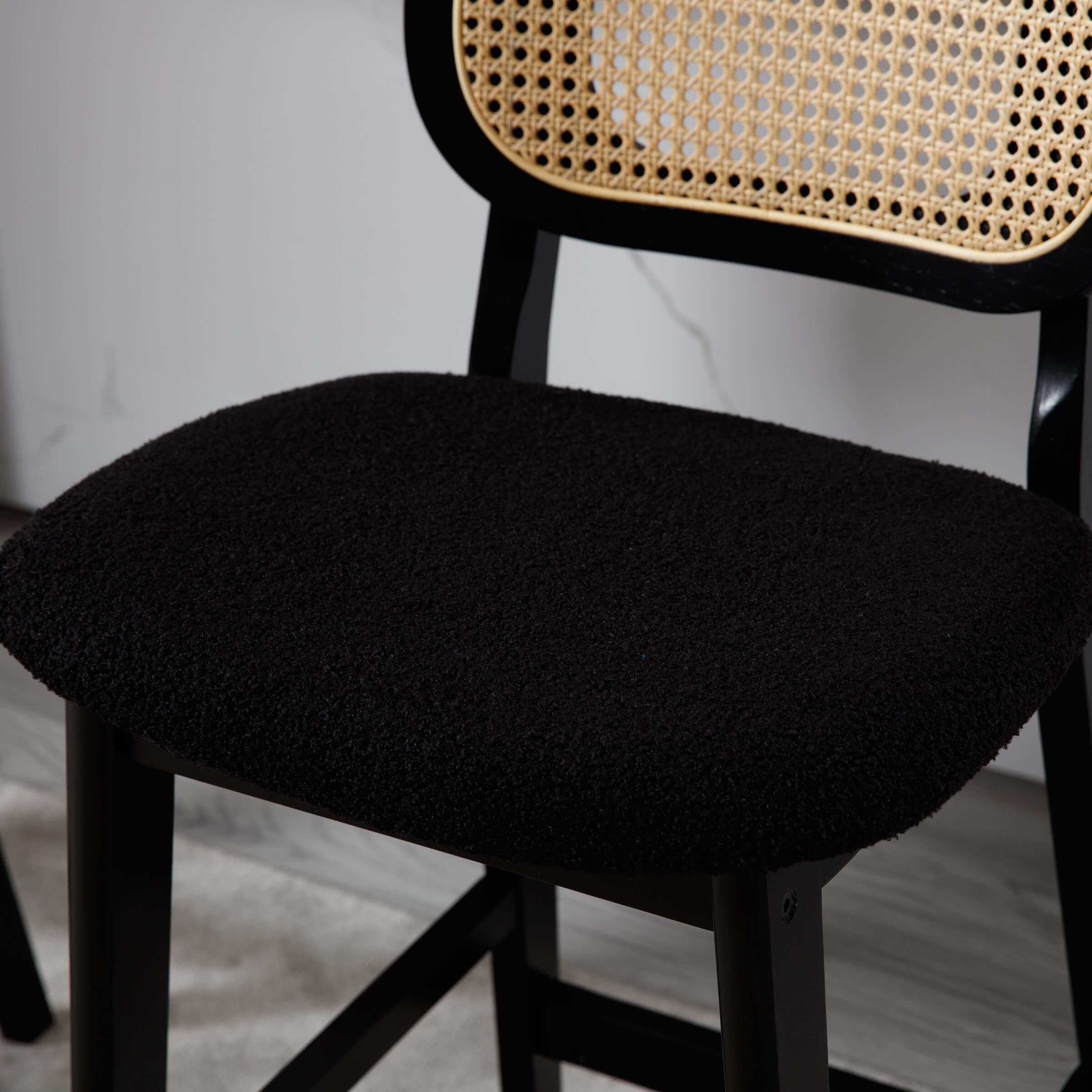 VESCASA 26"H Farmhouse Rattan Back Counter Stools Set of 2 - 5026CS
