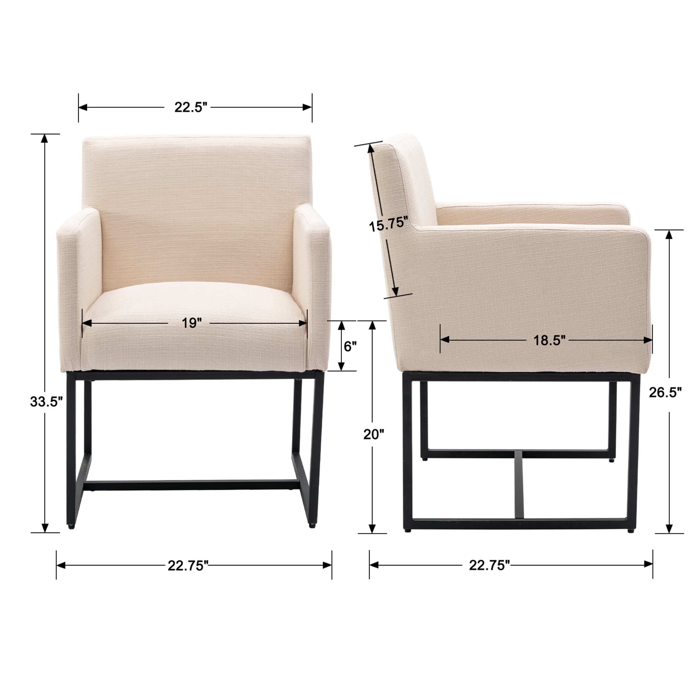 VESCASA Upholstered Dining Chairs with Arms Set of 2 - 1823DC