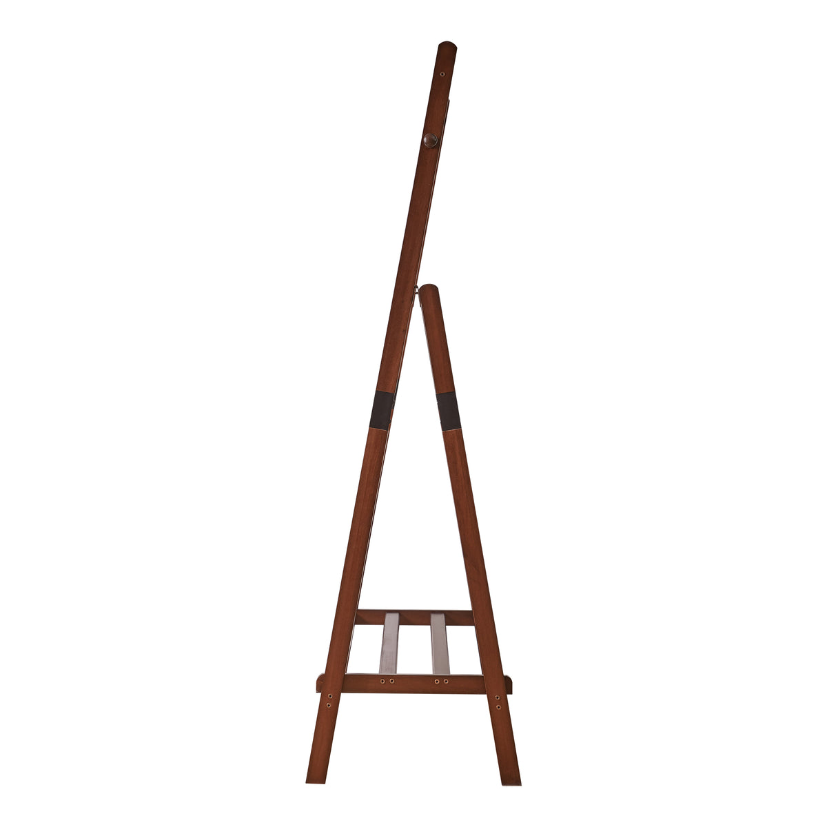 Foldable A-Shaped Solid Pine Clothes Rack with Shelf and Hooks