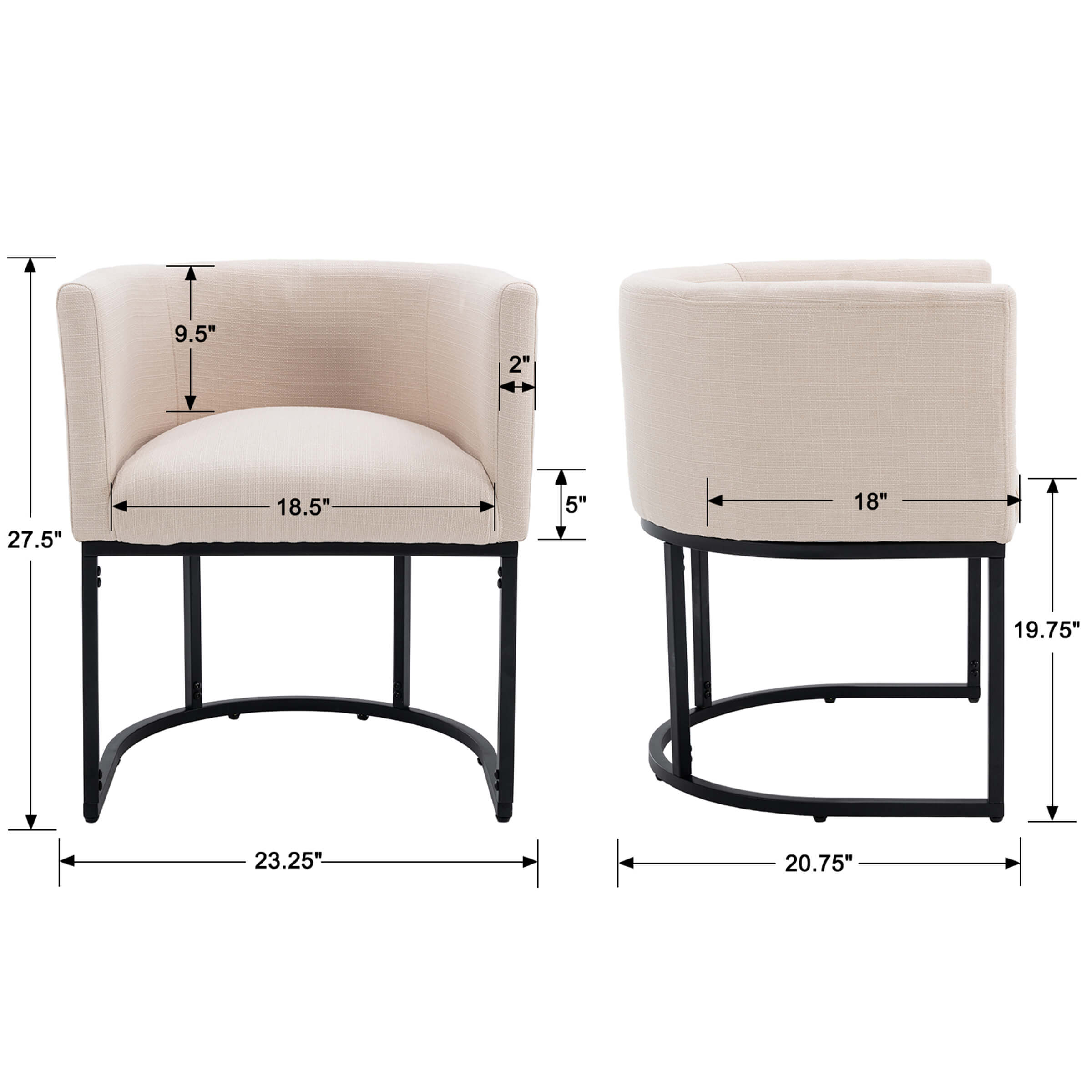 VESCASA Barrel Back Upholstered Dining Chair 1PCS - 1869DC