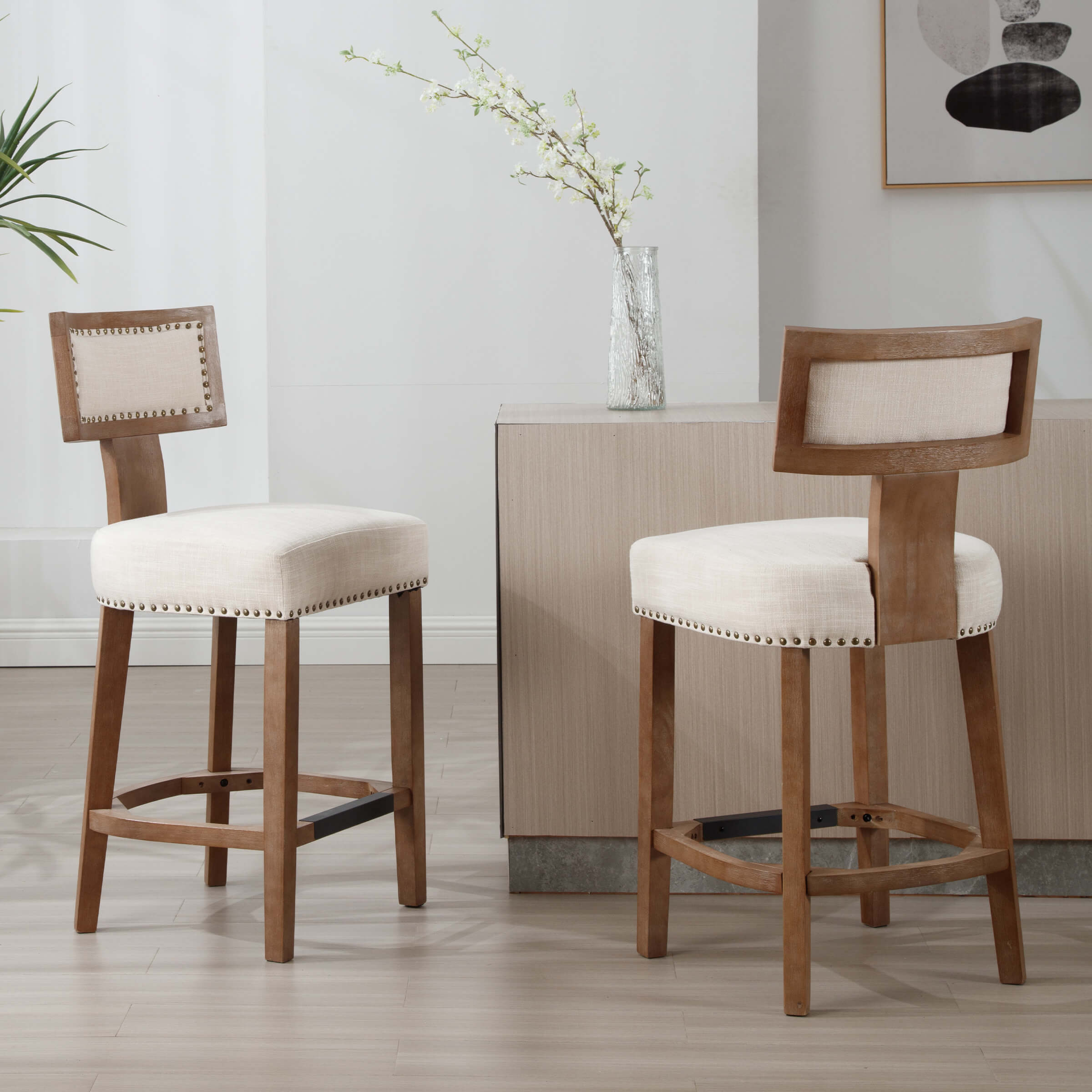 Janoray 26.75"H Wood Legs Counter Stools Set of 2 - 5753CS