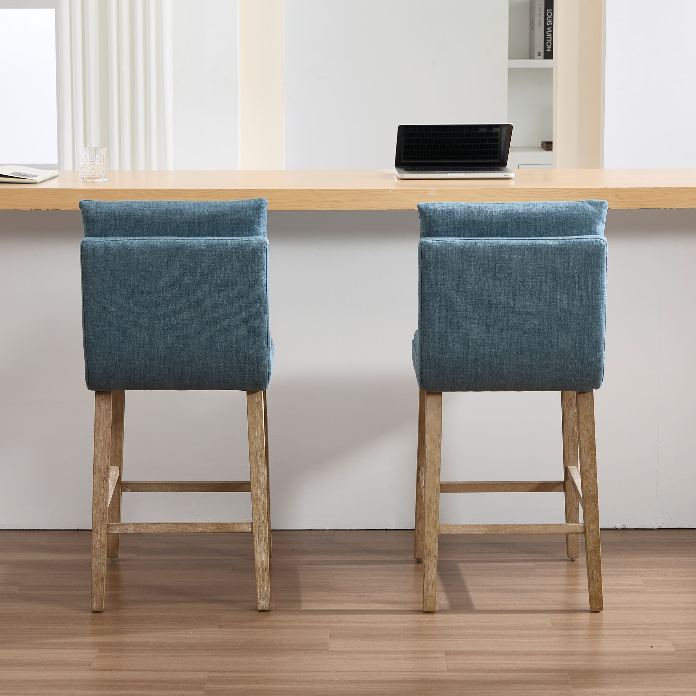 Janoray 26.9"H Linen Cushion Back Counter Stools Set of 2 - 2007CS