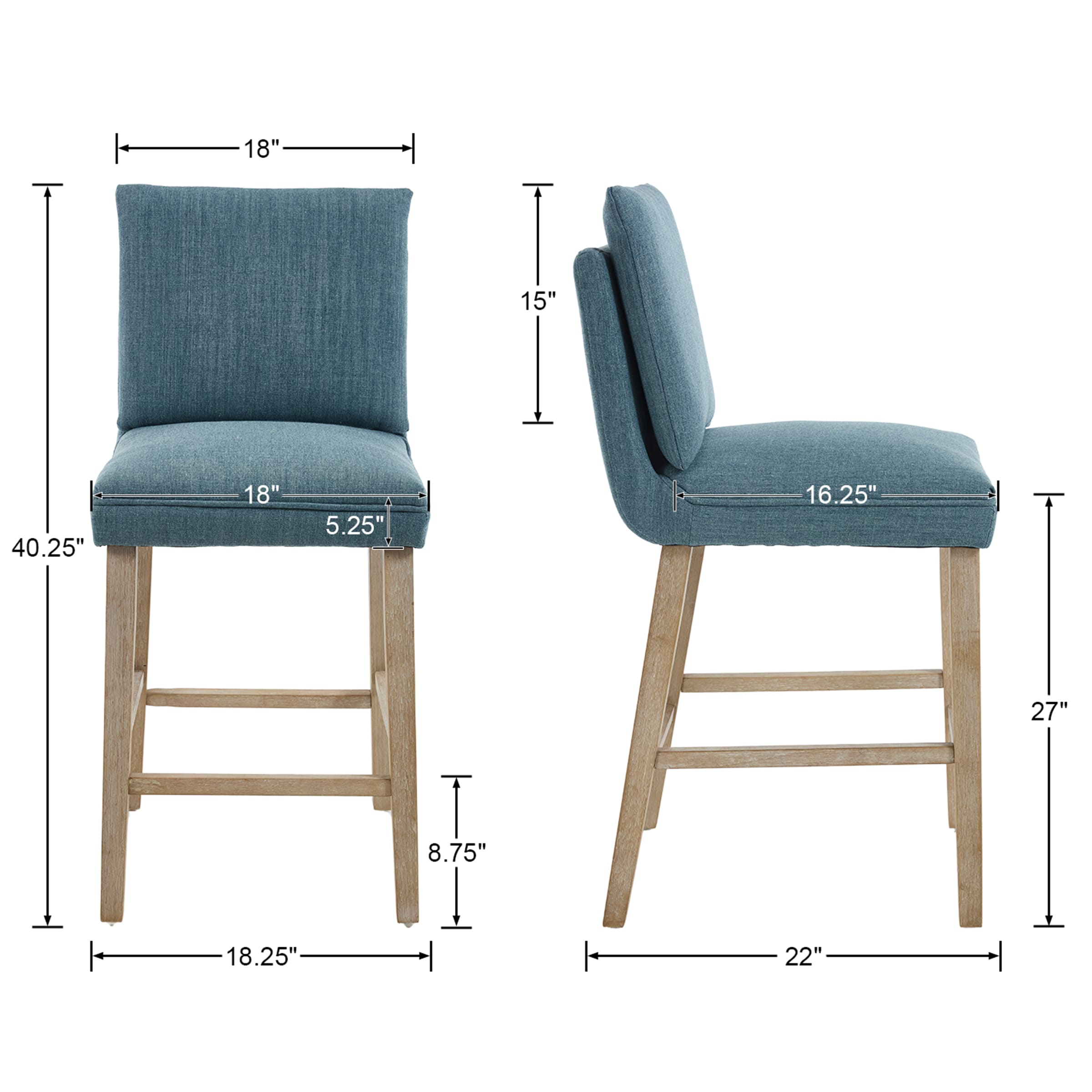 Janoray 26.9"H Linen Cushion Back Counter Stools Set of 2 - 2007CS