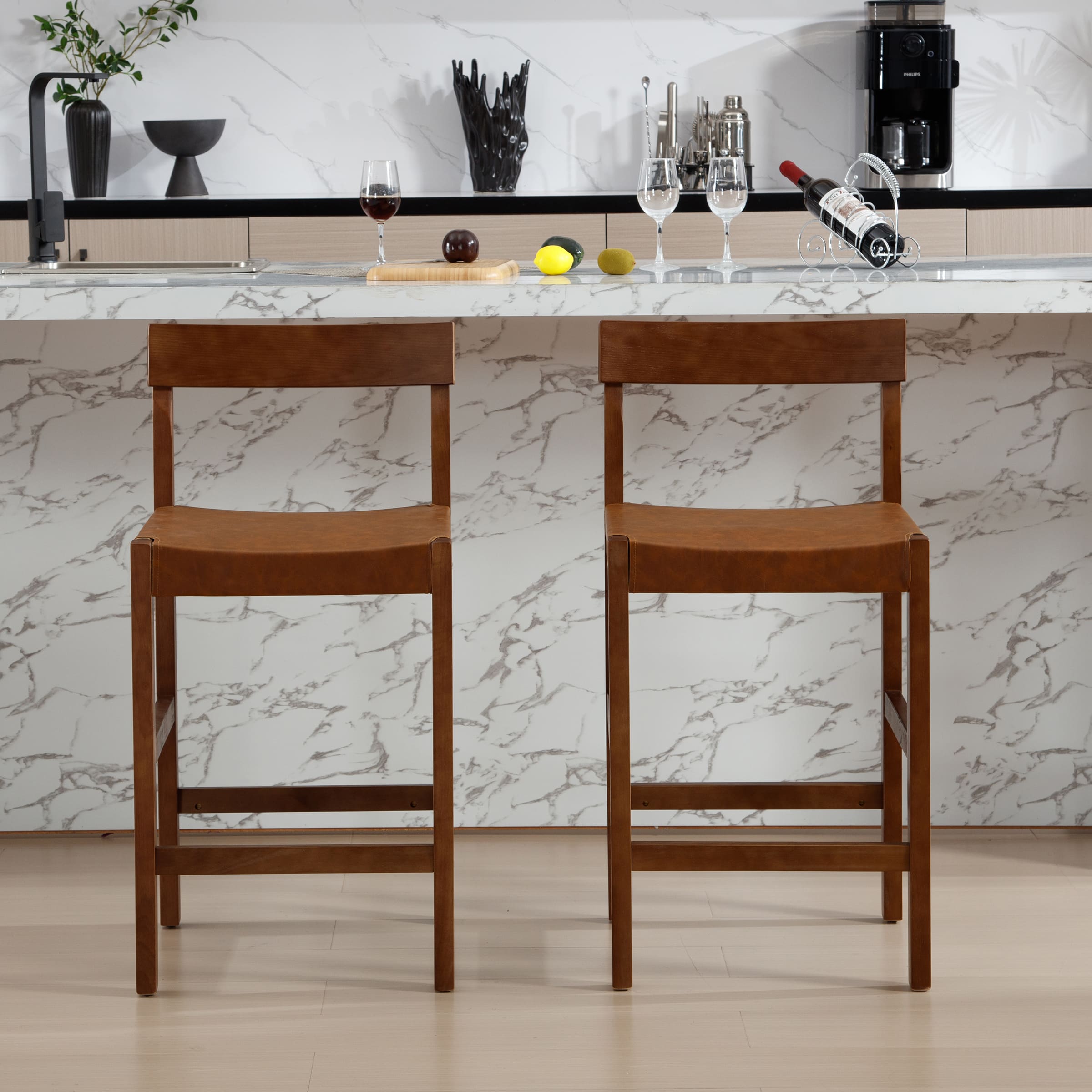 Janoray 26"H Leather Counter Stools Set of 2 - 7083CS