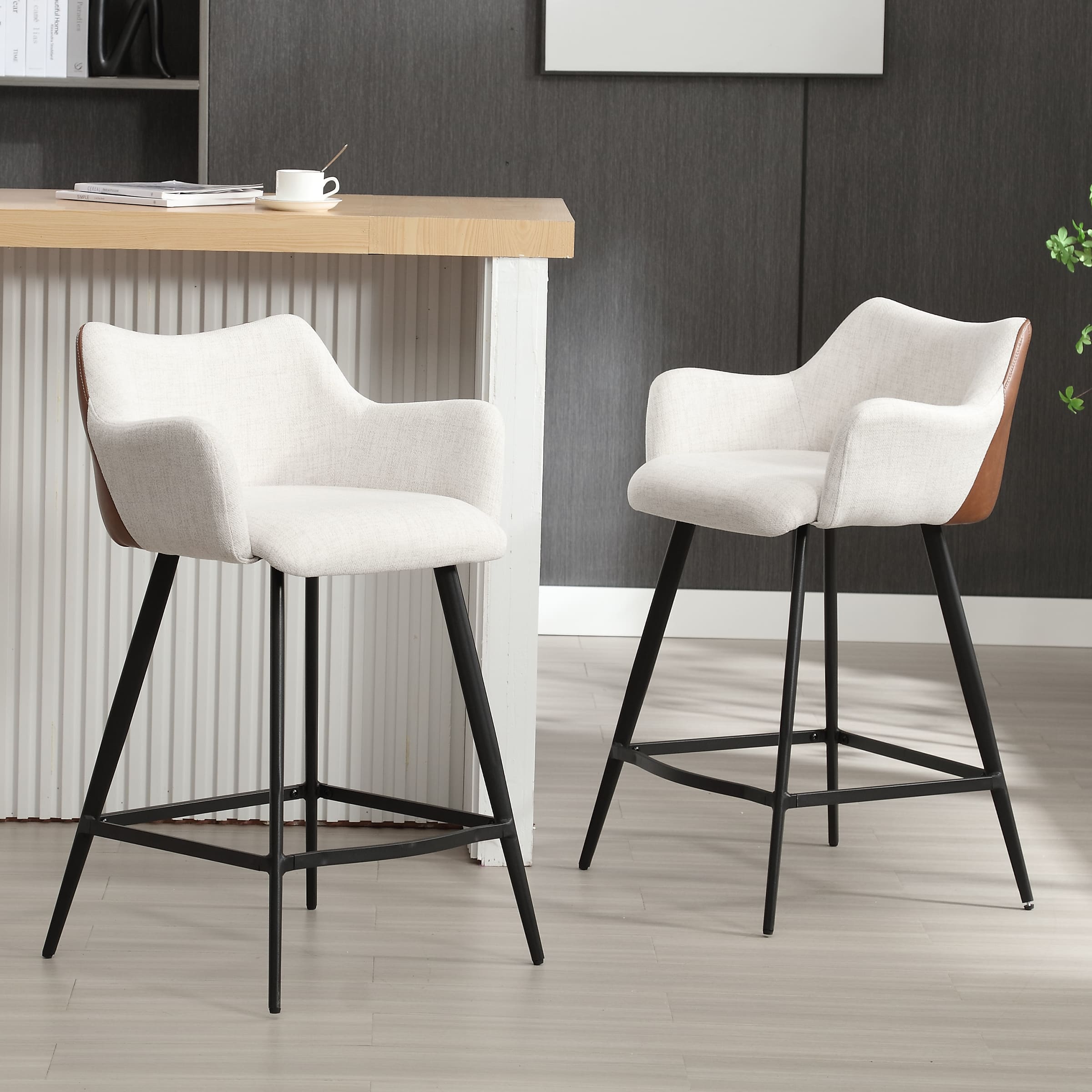 VESCASA 26"H Modern Linen Counter Height Stools Set of 2 - 5029CS