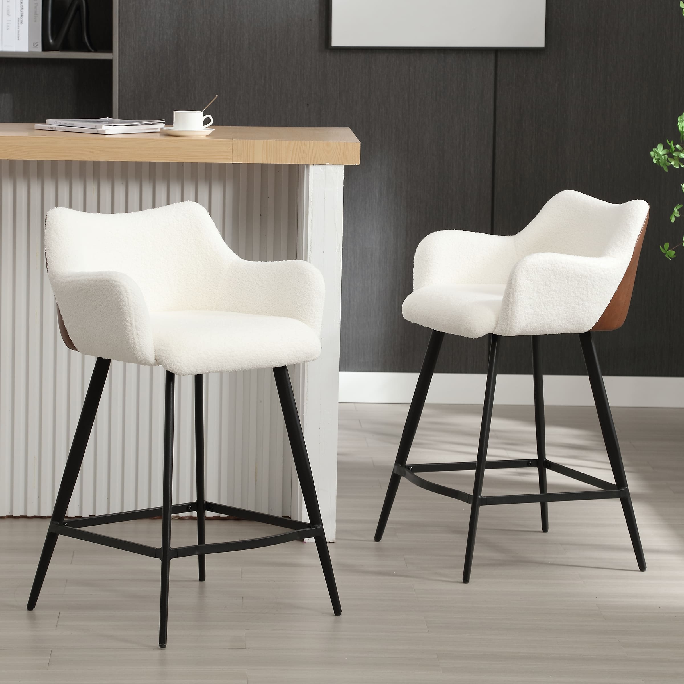VESCASA 26"H Modern Linen Counter Height Stools Set of 2 - 5029CS