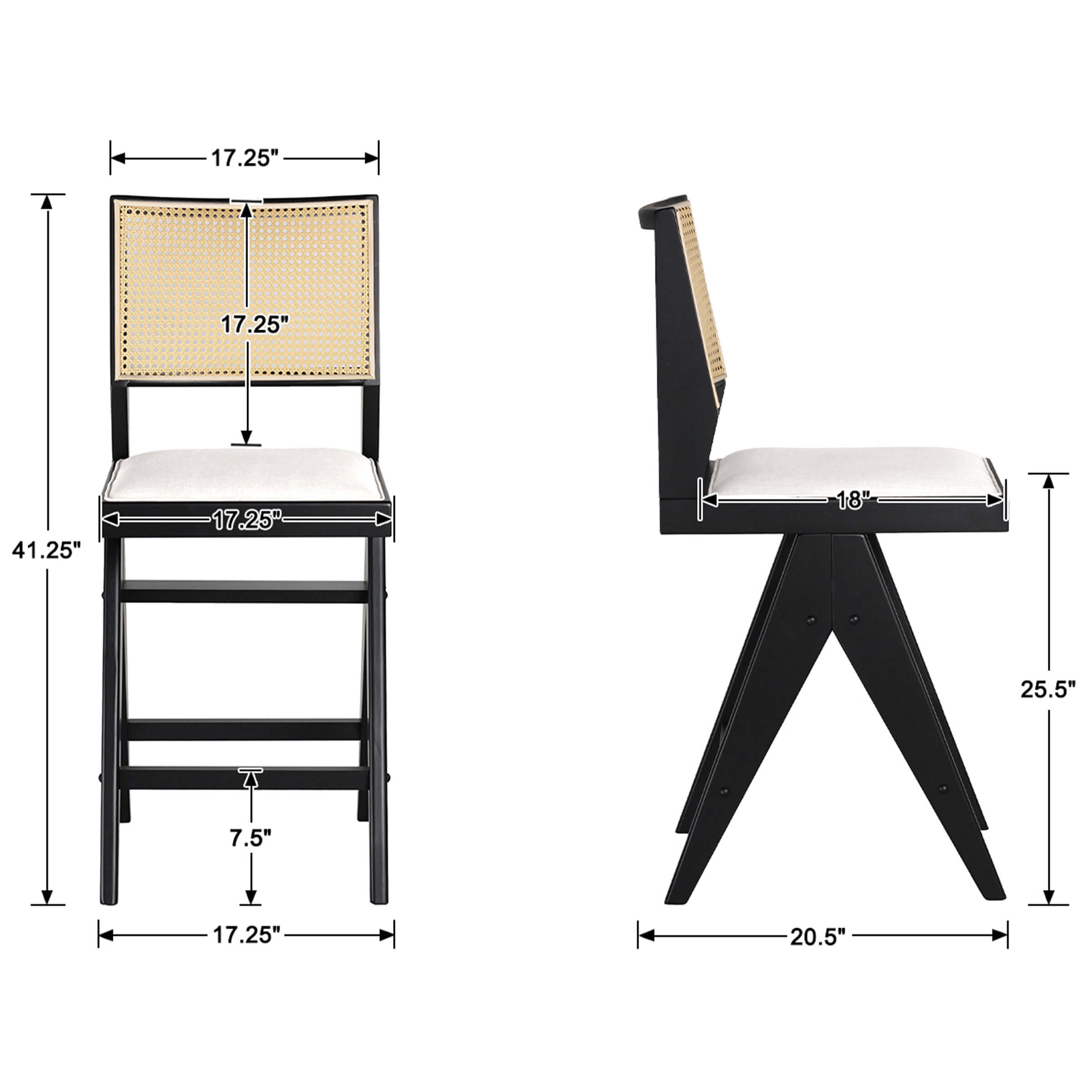 Janoray 26"H Rattan Back Counter Height Bar Stools Set of 2 - X341CS