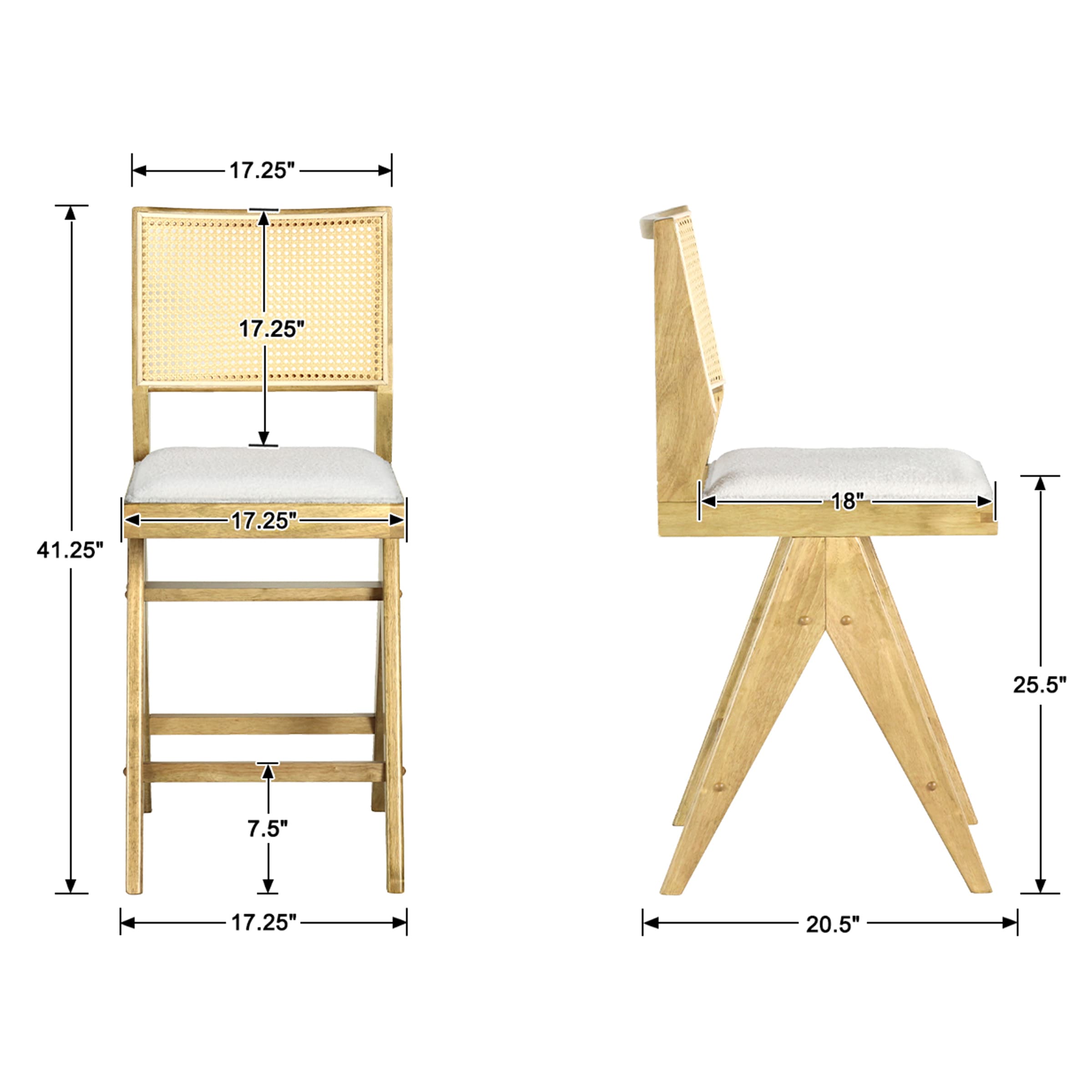 Janoray 26"H Rattan Back Counter Height Bar Stools Set of 2 - X341CS