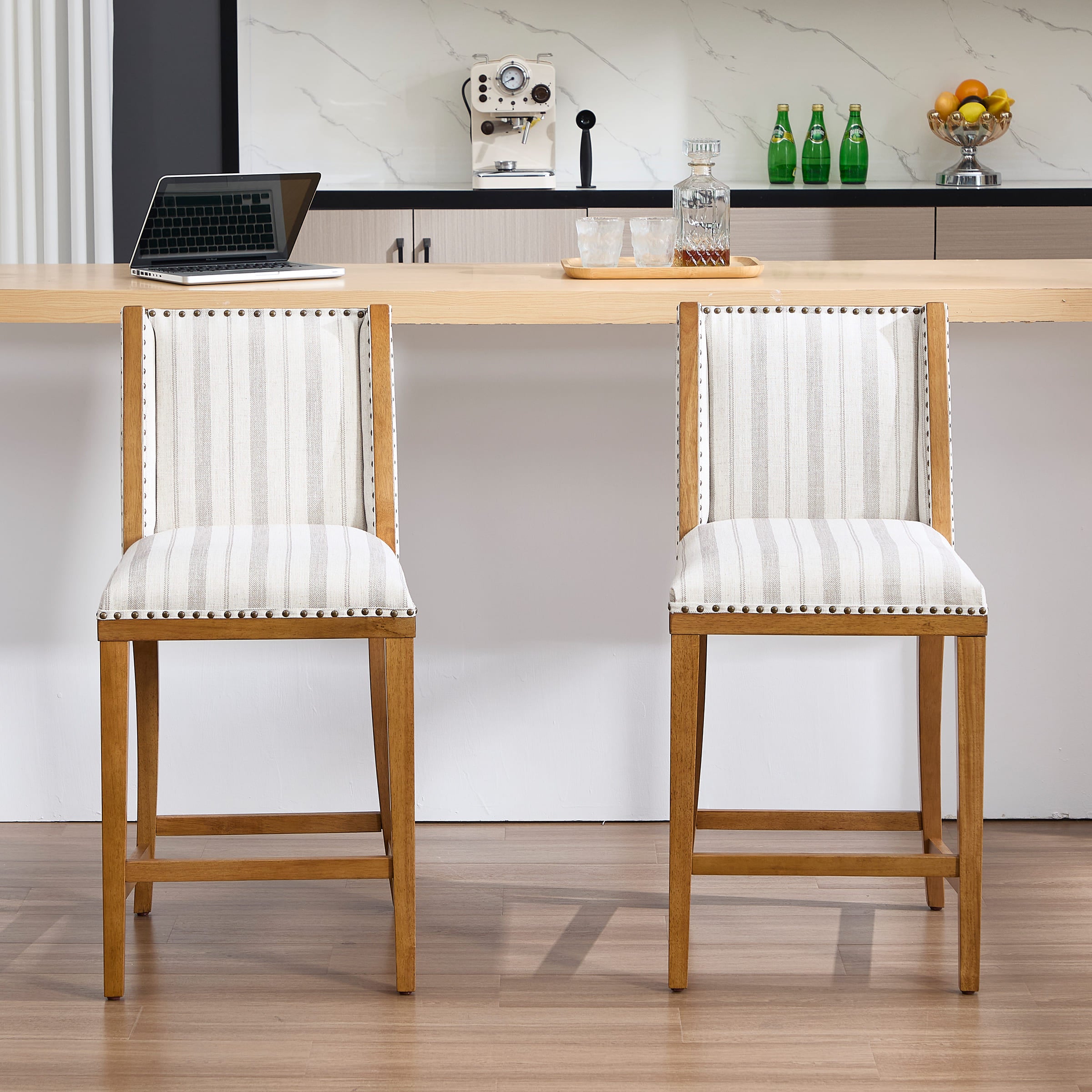 26"H Farmhouse Wingback Counter Stools Set of 2 - X023CS