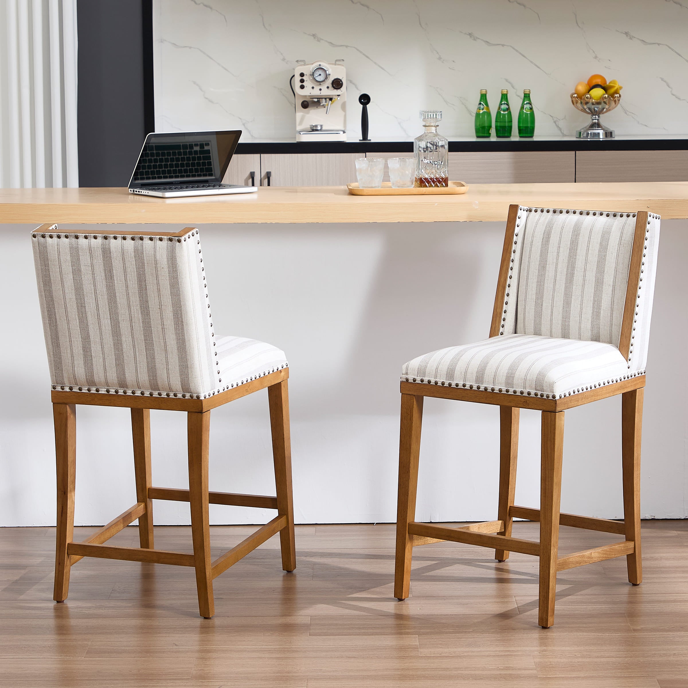 26"H Farmhouse Wingback Counter Stools Set of 2 - X023CS