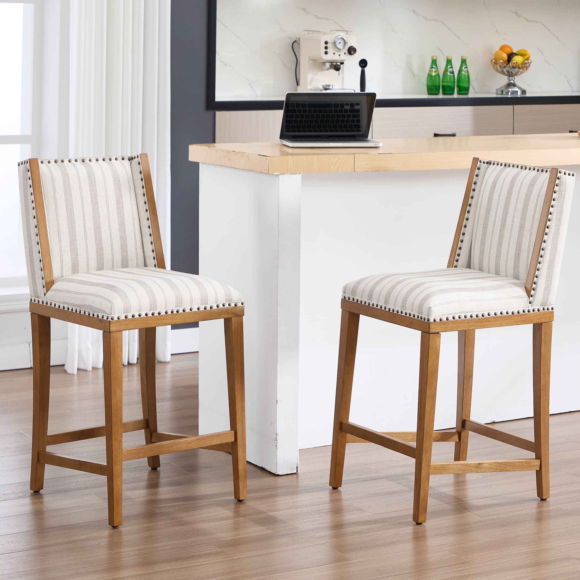 26"H Farmhouse Wingback Counter Stools Set of 2 - X023CS
