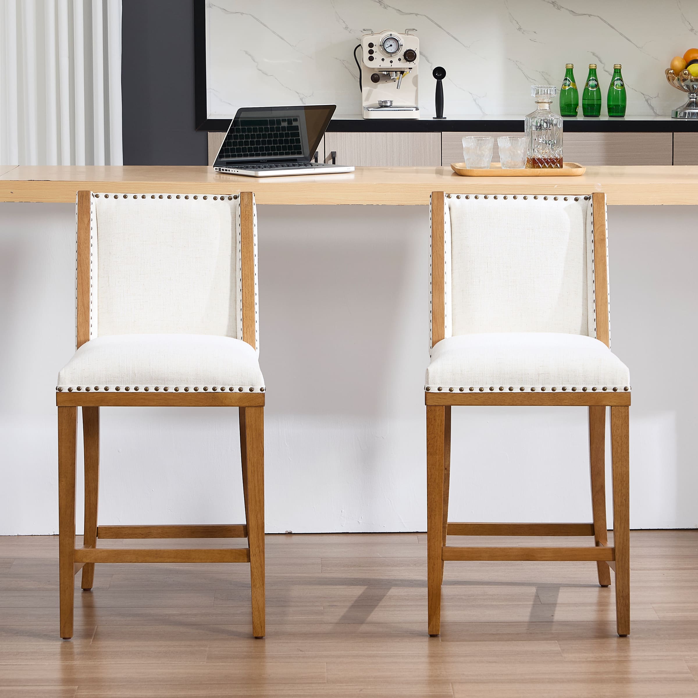 26"H Farmhouse Wingback Counter Stools Set of 2 - X023CS