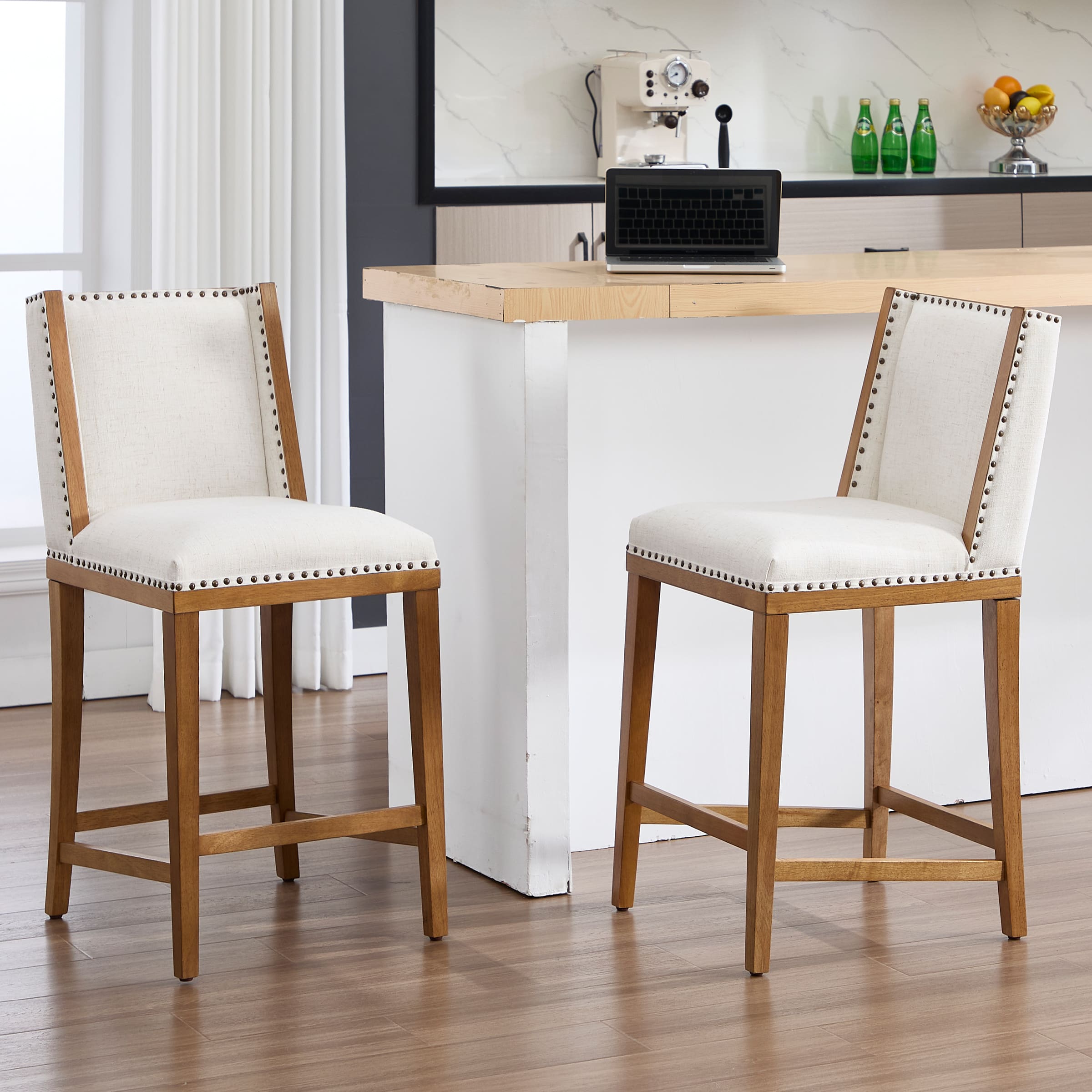 26"H Farmhouse Wingback Counter Stools Set of 2 - X023CS