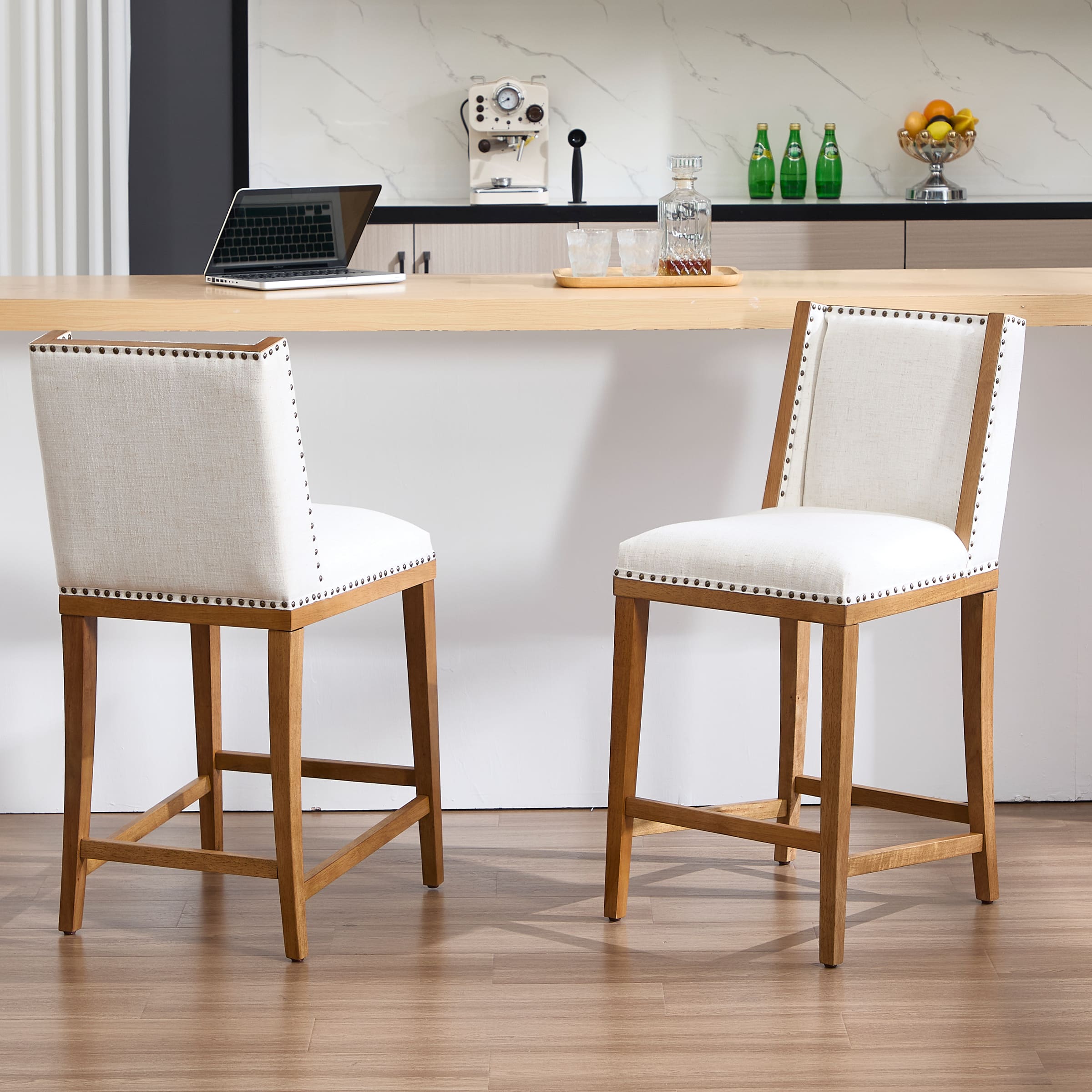 Janoray 26"H Farmhouse Wingback Counter Stools Set of 2 - X023CS