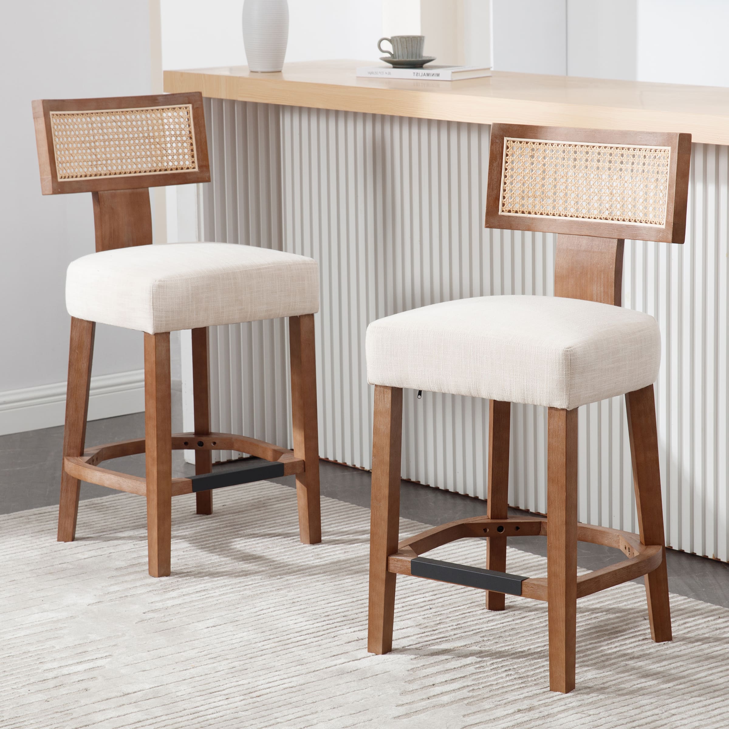 Janoray 26”H Rattan Back Counter Stools Set of 2 - 5752CS