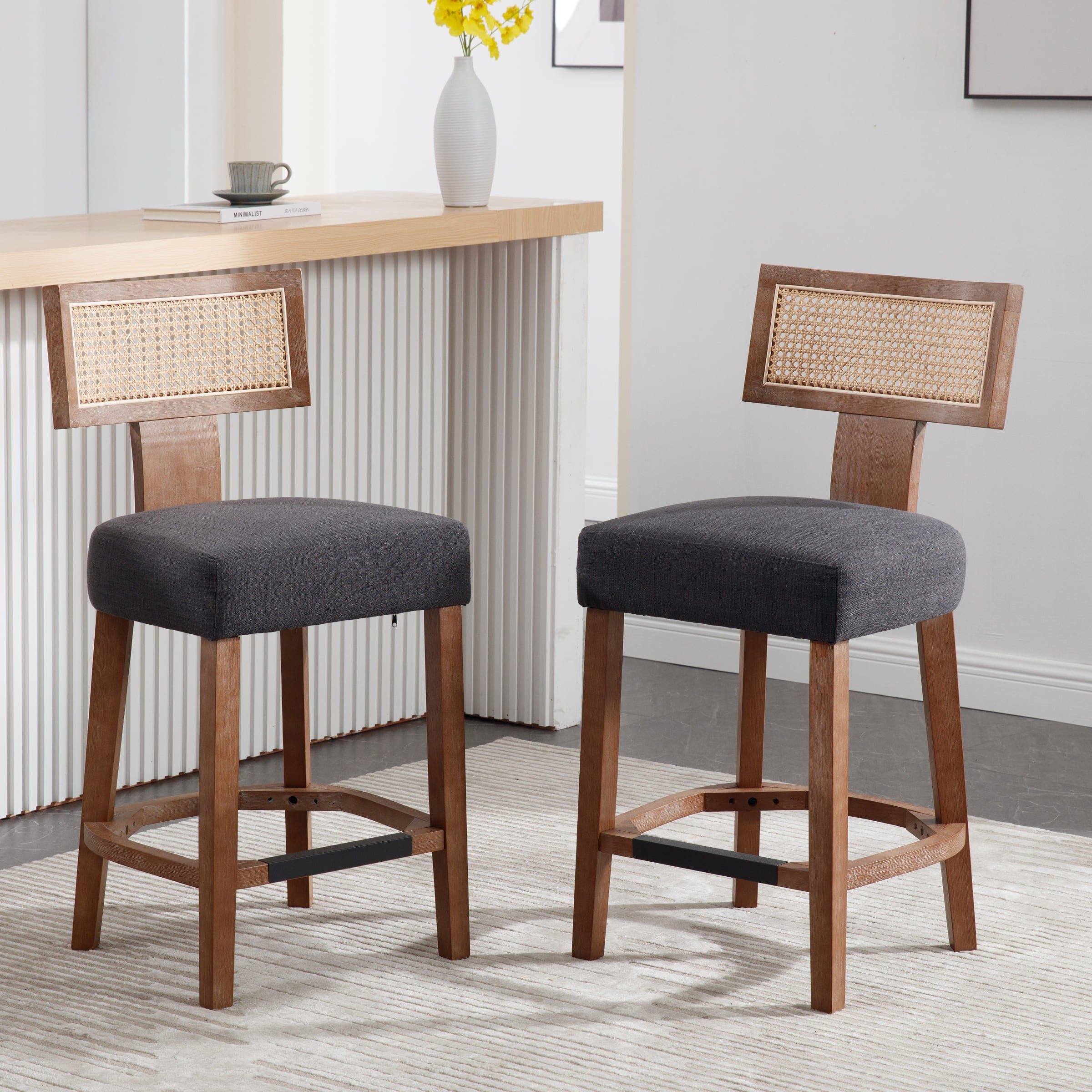 Janoray 26”H Rattan Back Counter Stools Set of 2 - 5752CS