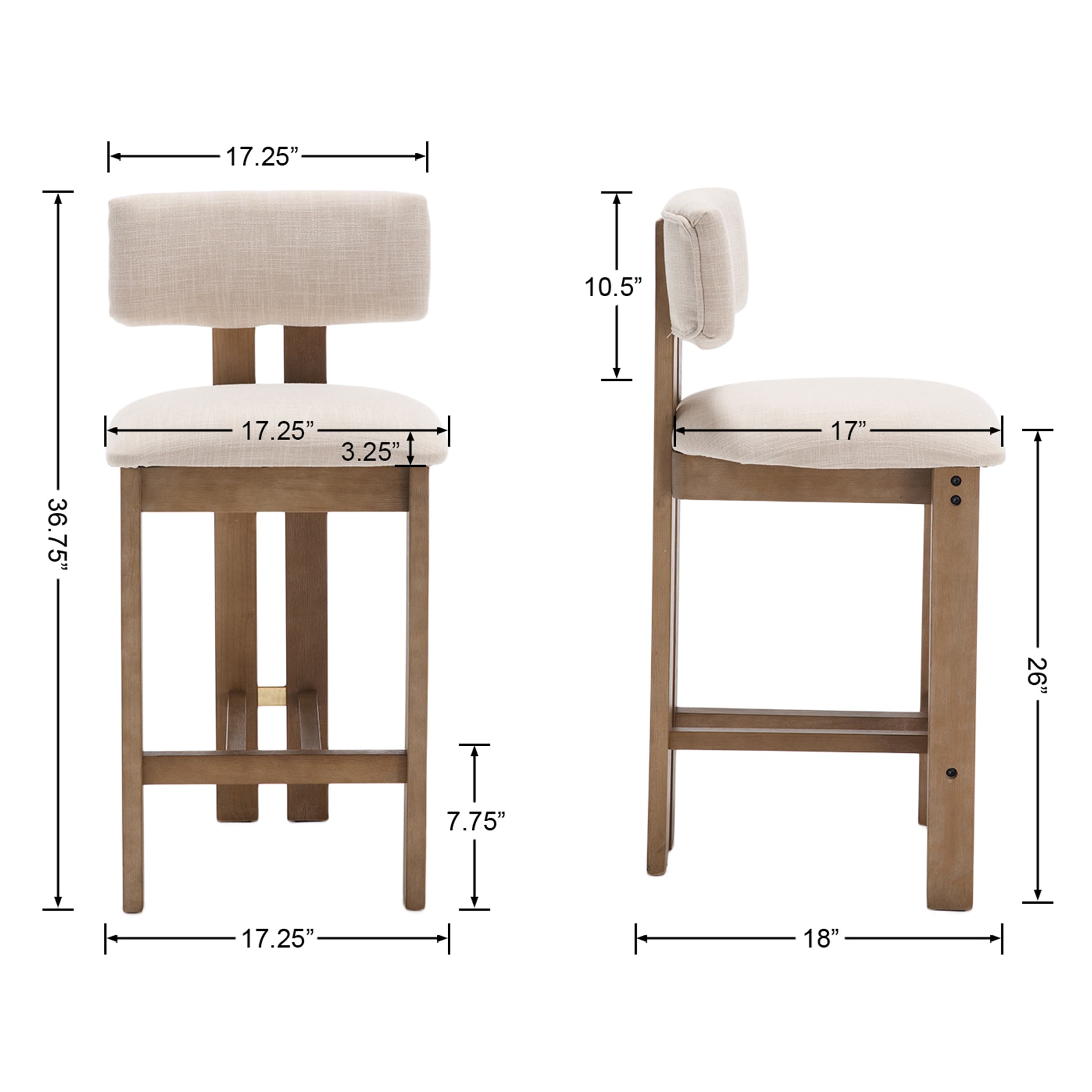 Janoray 26”H Wood Legs Counter Stools Set of 2 - 5829CS