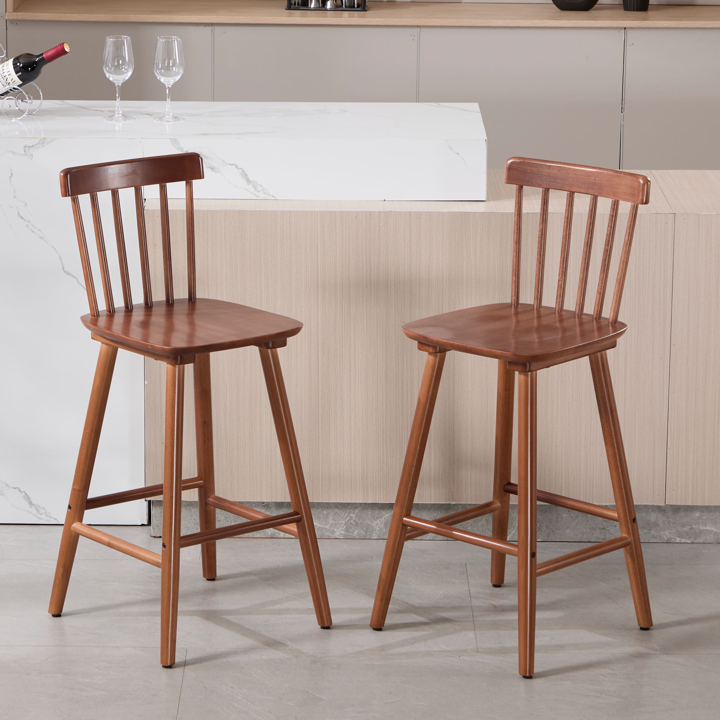 Janoray 26"H Wooden Barstools Bar Stools Set of 2 - X021CS
