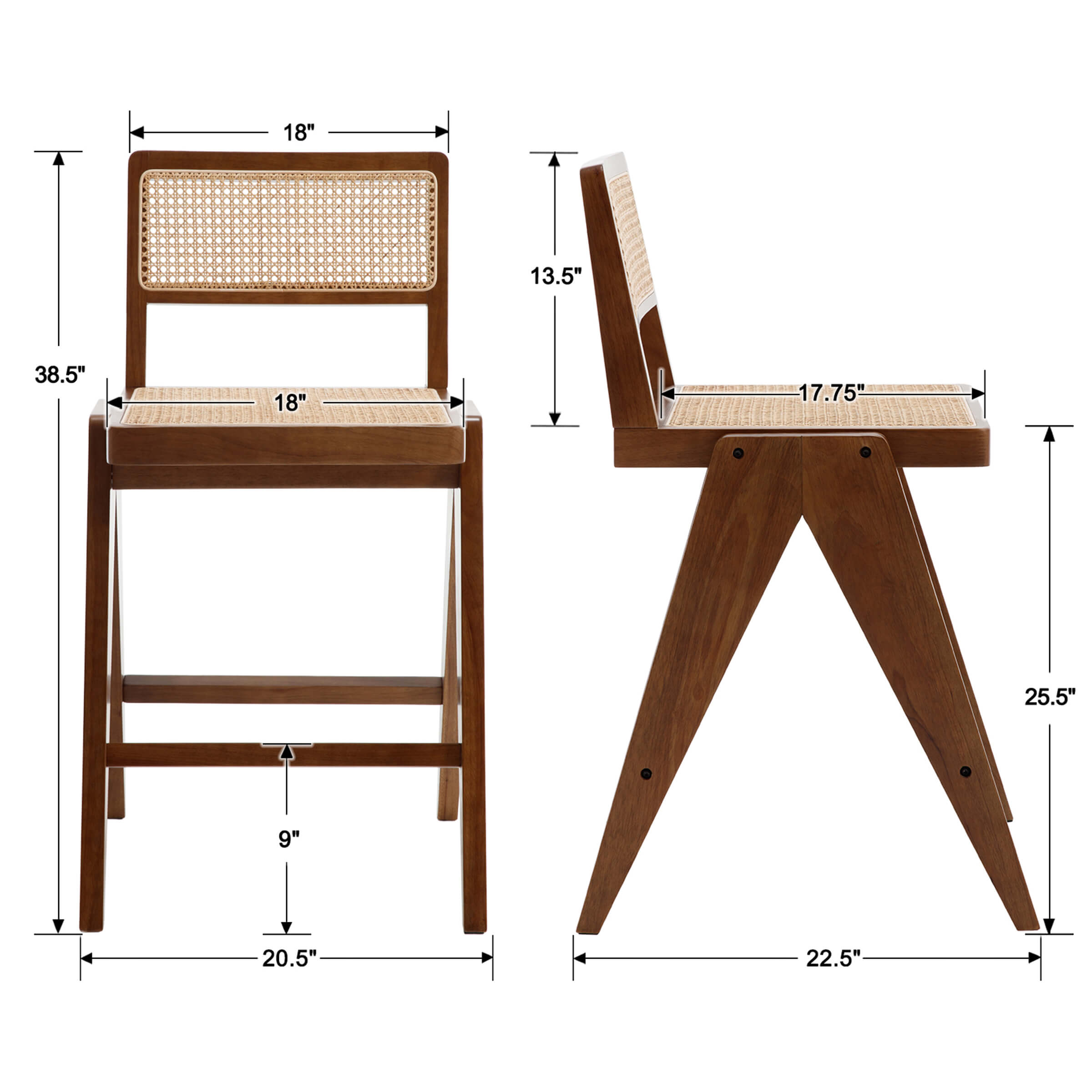 Janoray 26"H Rattan Back Wood Counte Stools Set of 2 - 5760CS