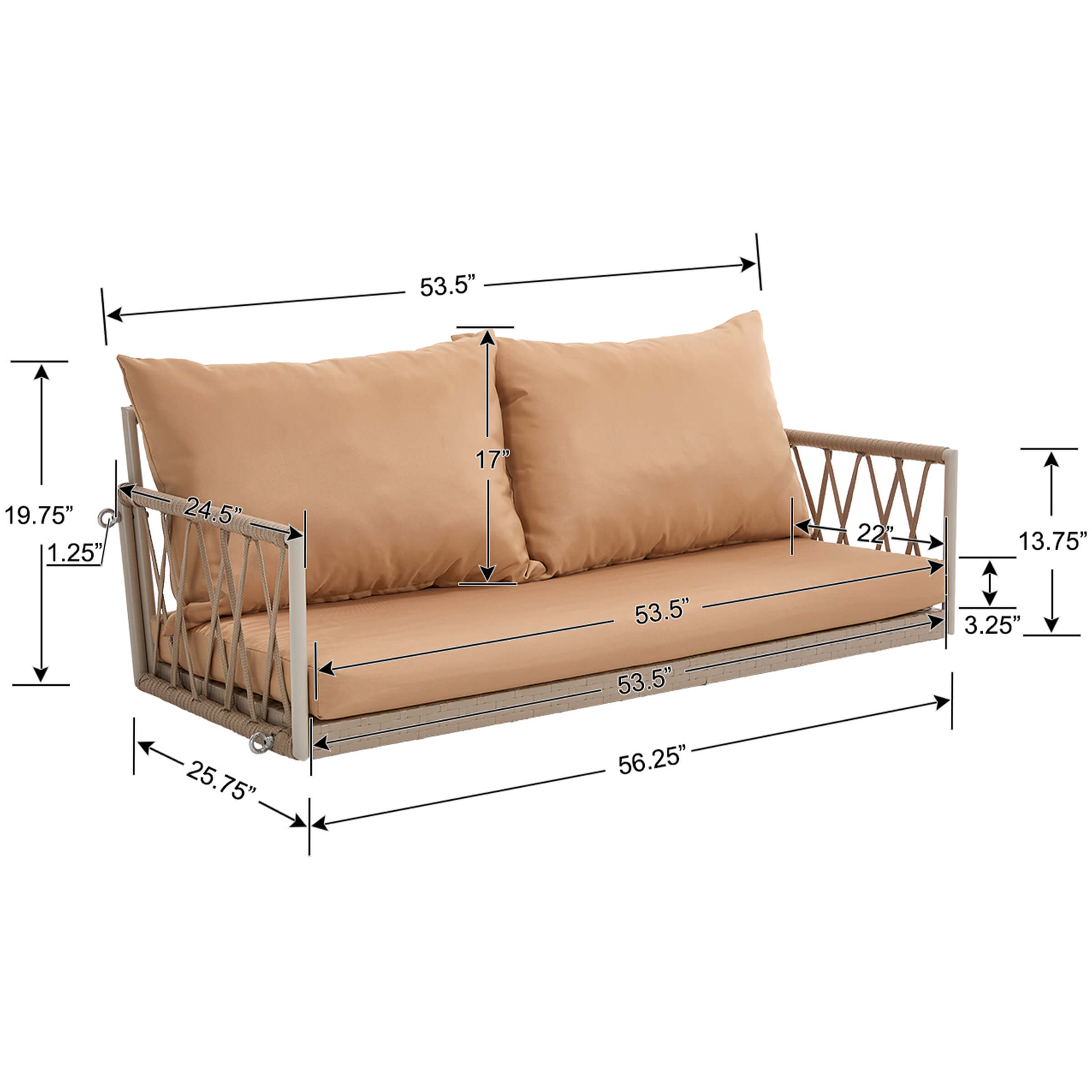 Janoray 2 Person Modern Patio Hanging Swing - 20702HS