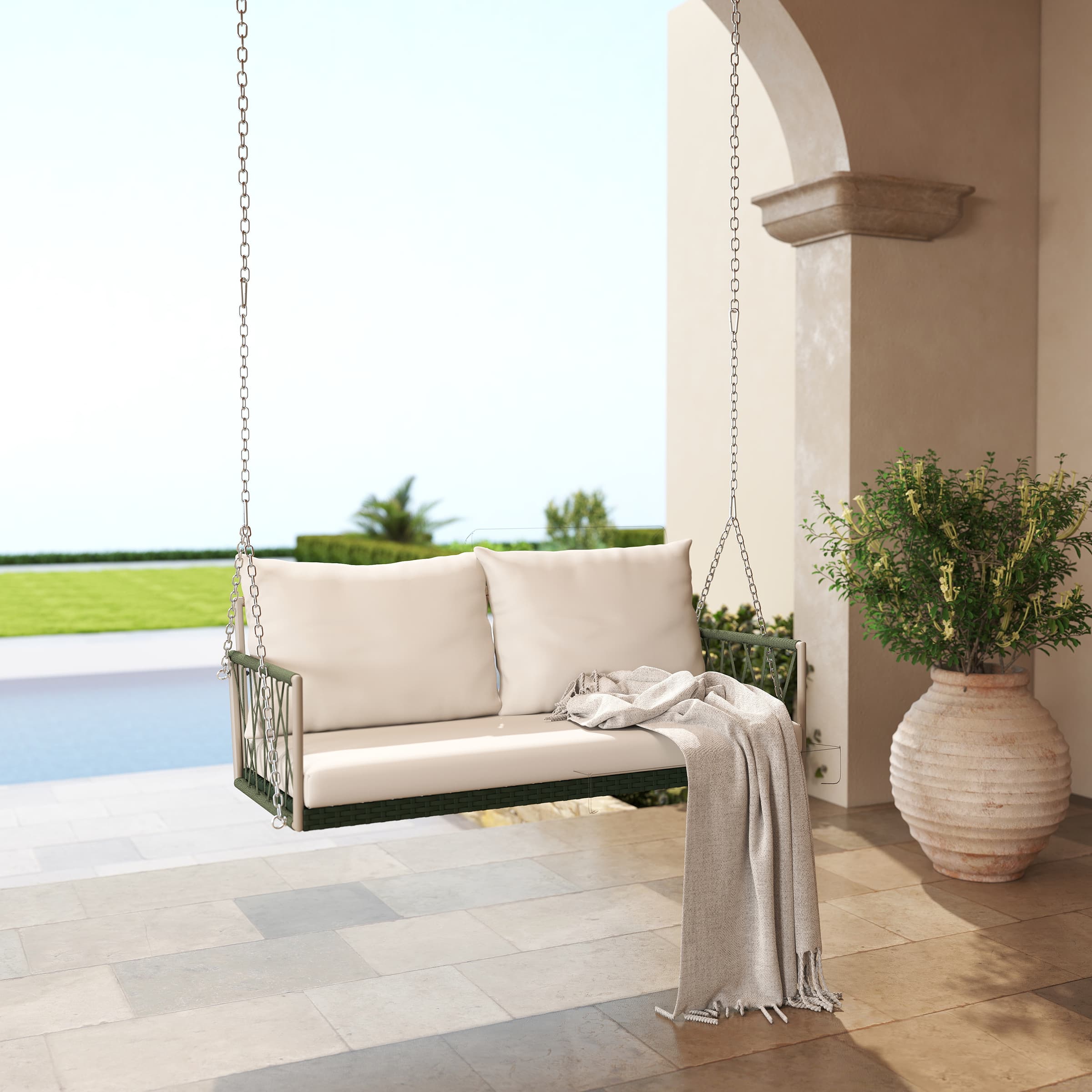 Janoray 2 Person Modern Patio Hanging Swing - 20702HS