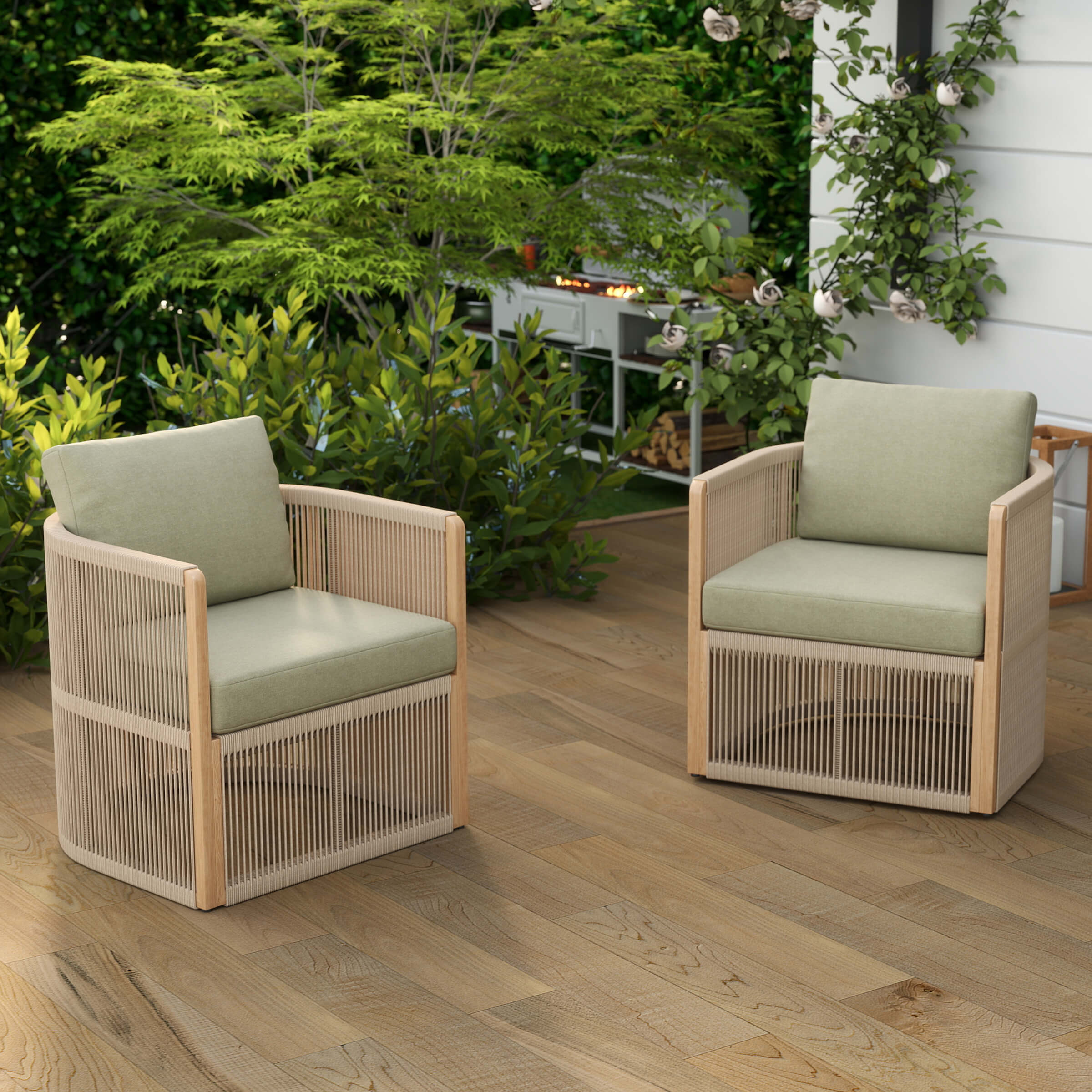 Janoray Woven Rope Outdoor Armchair Set of 2 - 1621AC