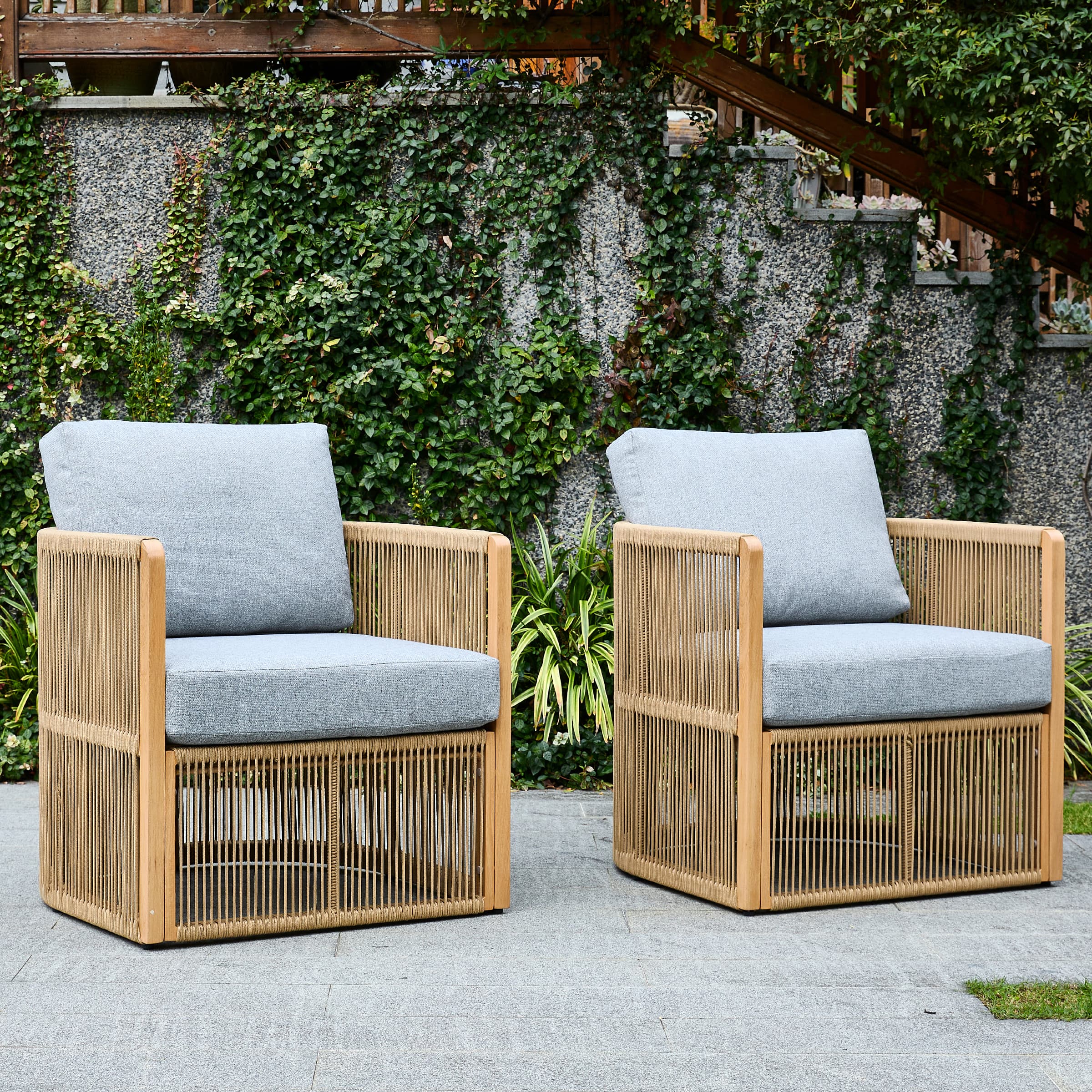 Janoray Woven Rope Outdoor Armchair Set of 2 - 1621AC