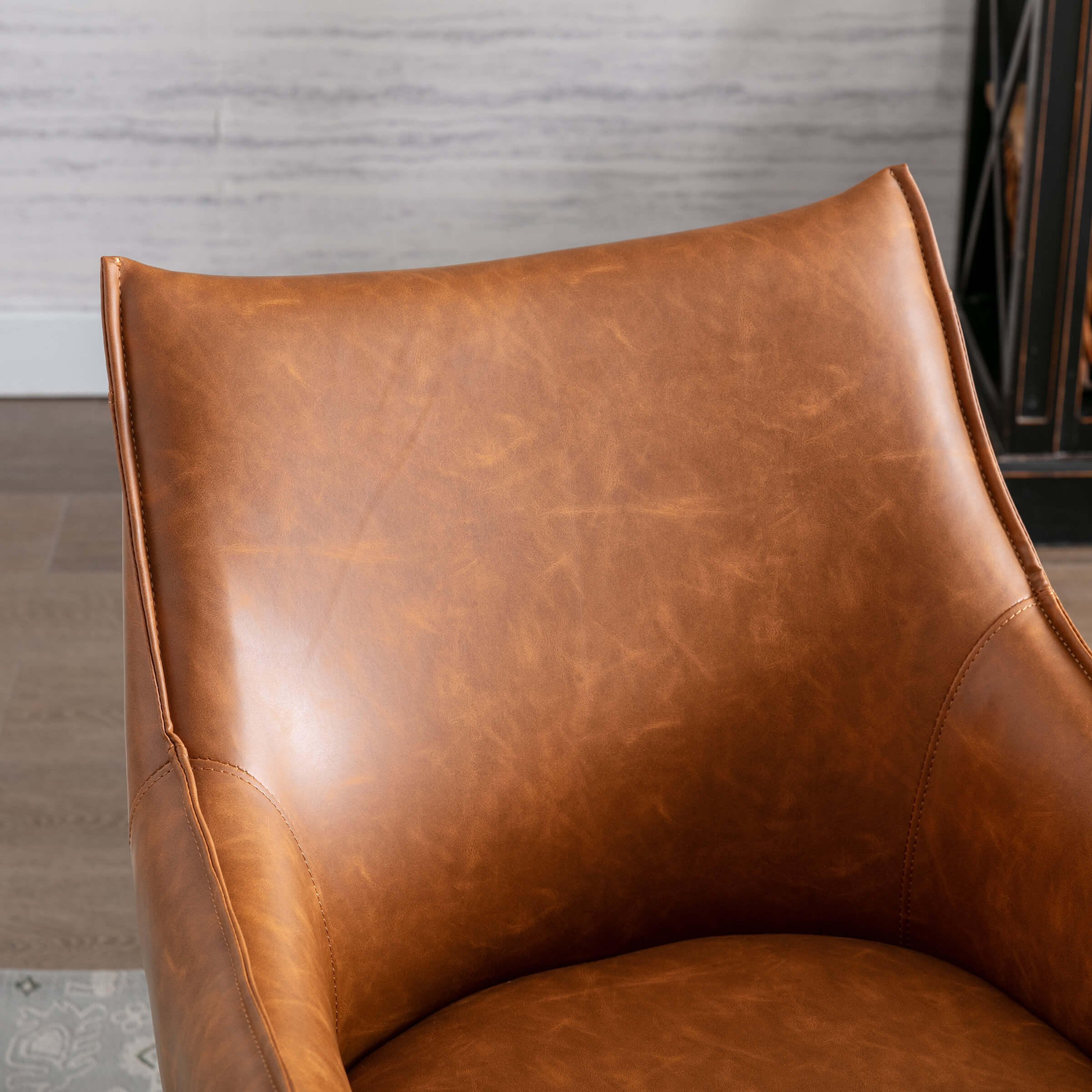 ROCITY Brown PU Leather Dining Chairs Set of 2 - 9198DC