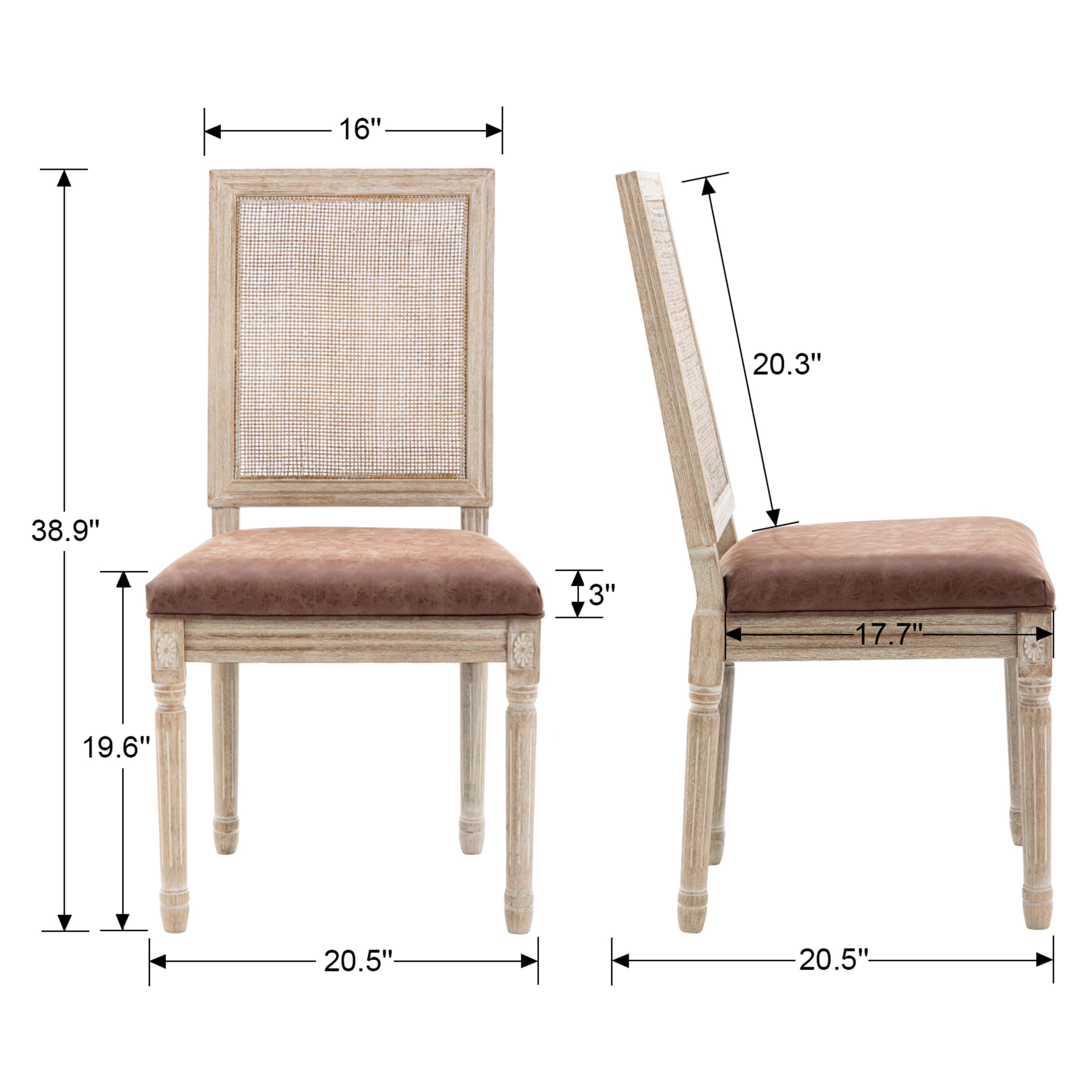 Janoray Classic French Dining Chairs Set of 2 - 7105DC & 7106DC