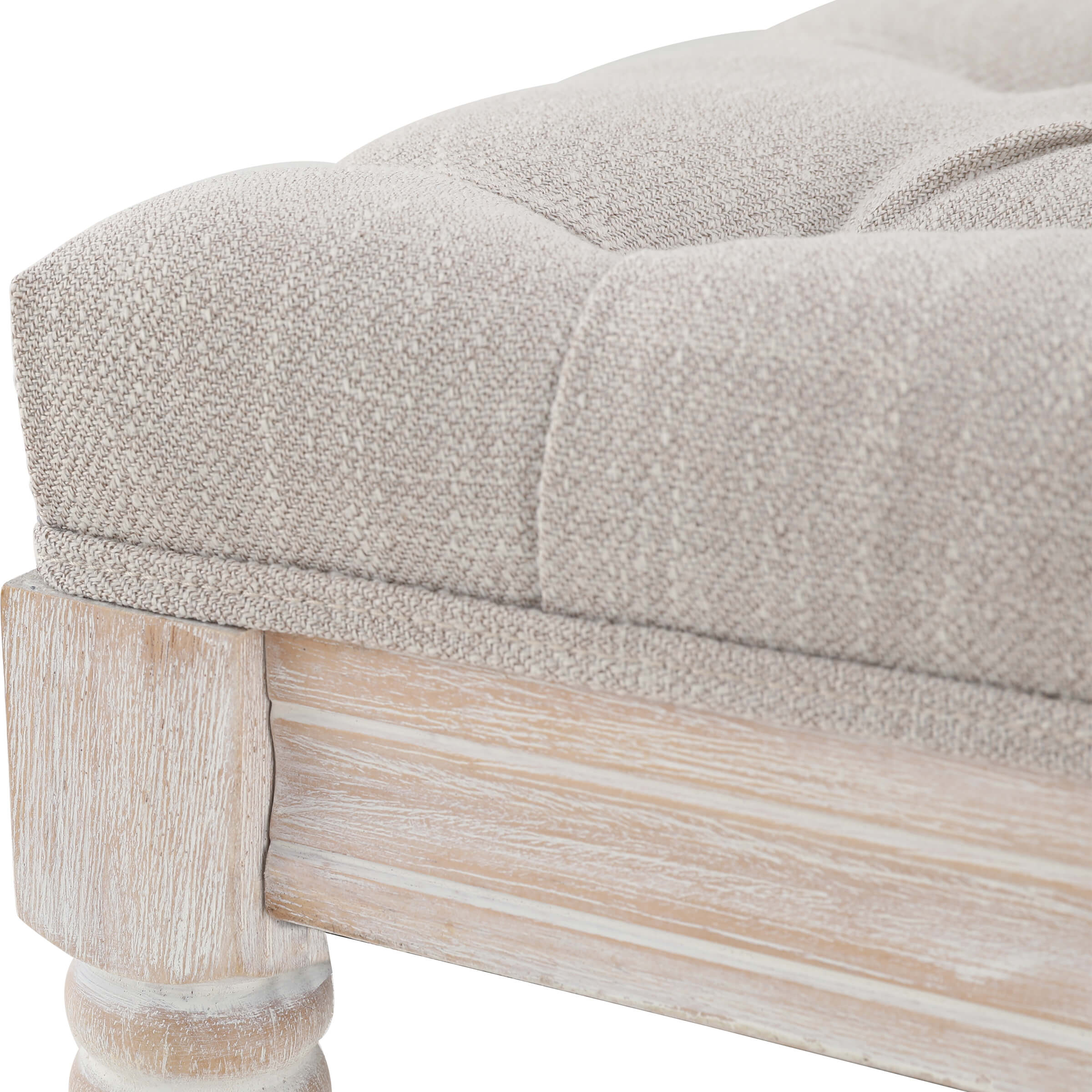 Janoray Mid Century Tufted Linen Upholstered Storage Bench - 2204BH