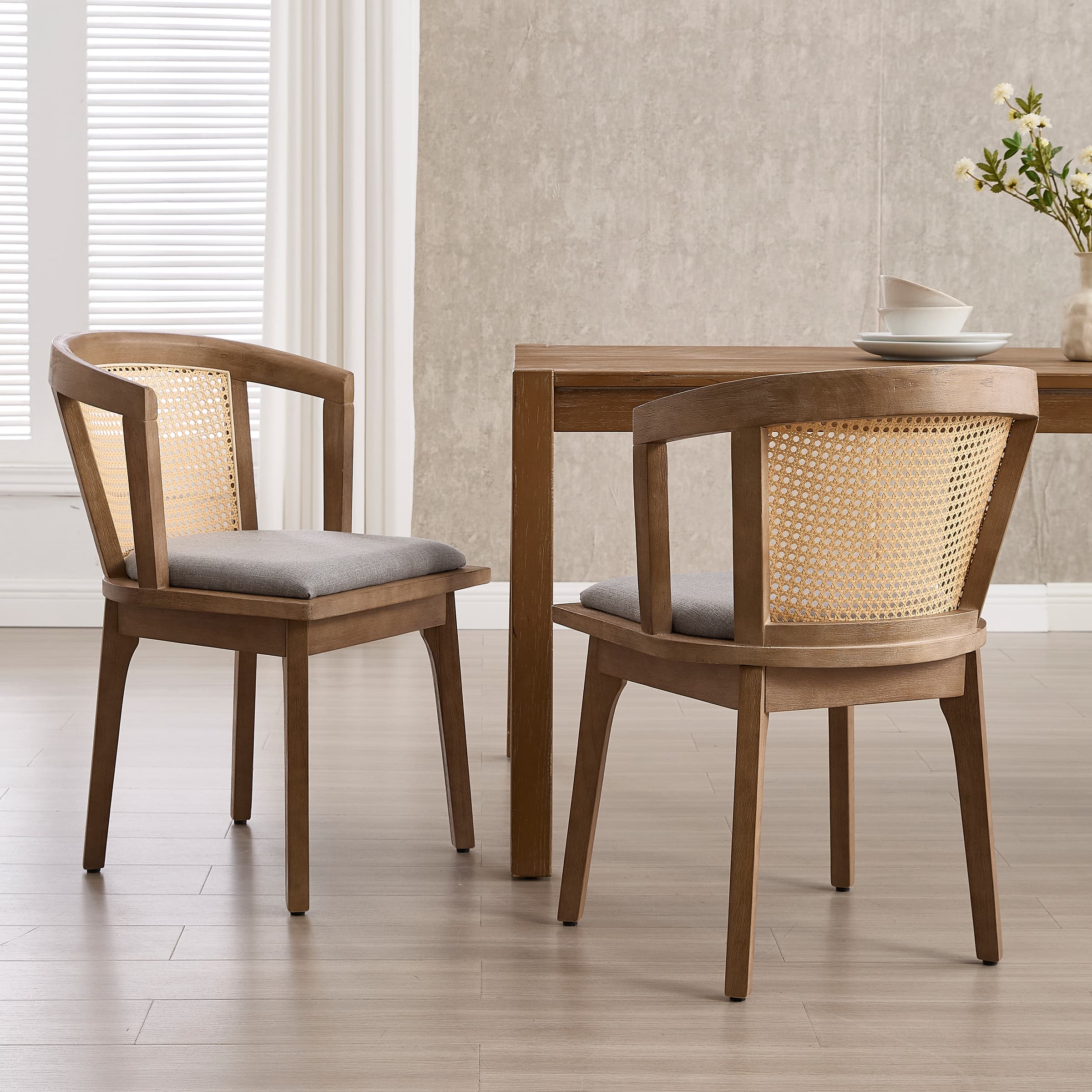 Janoray Dining Chairs with Cane Woven Back Set of 2 - 10085DC