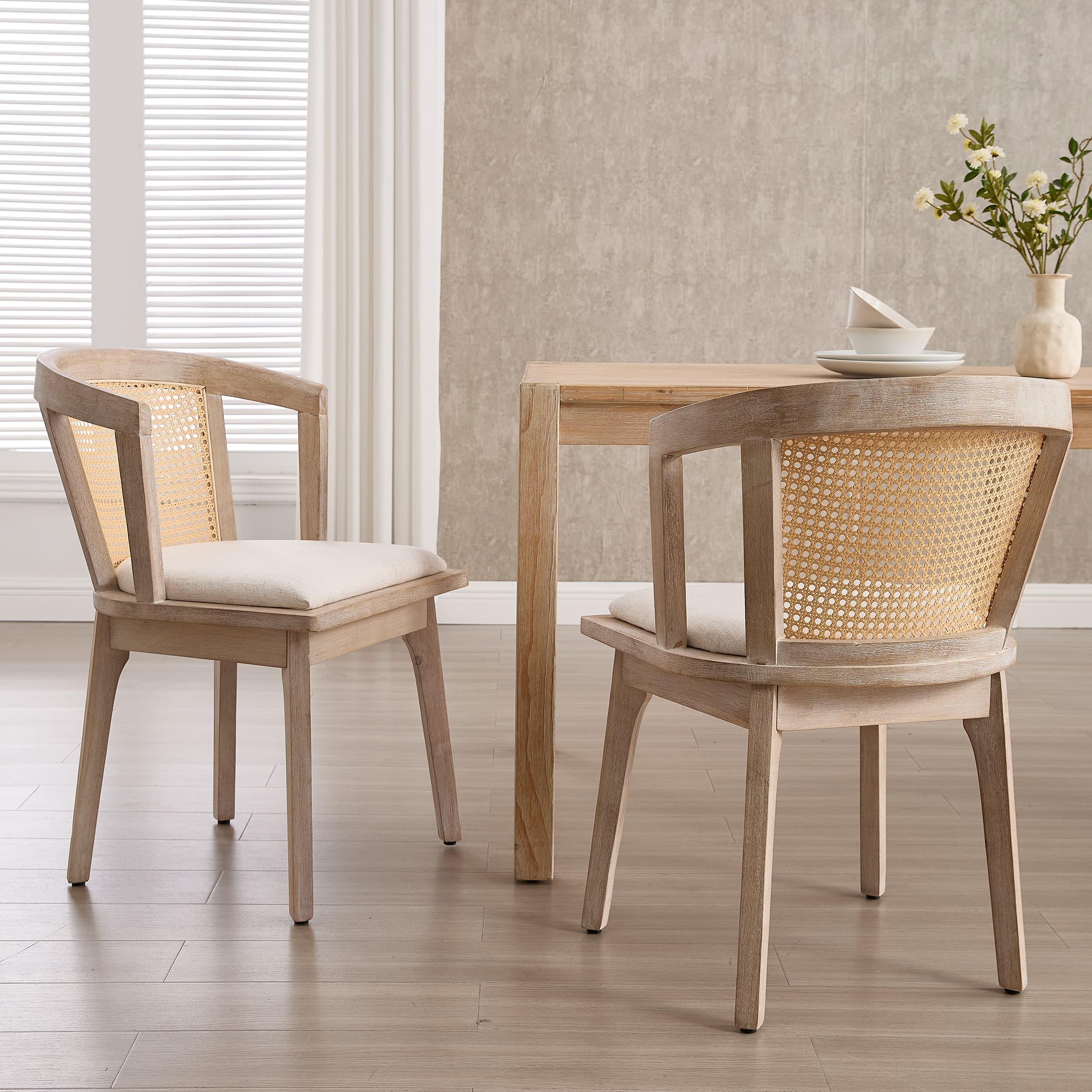 Janoray Dining Chairs with Cane Woven Back Set of 2 - 10085DC