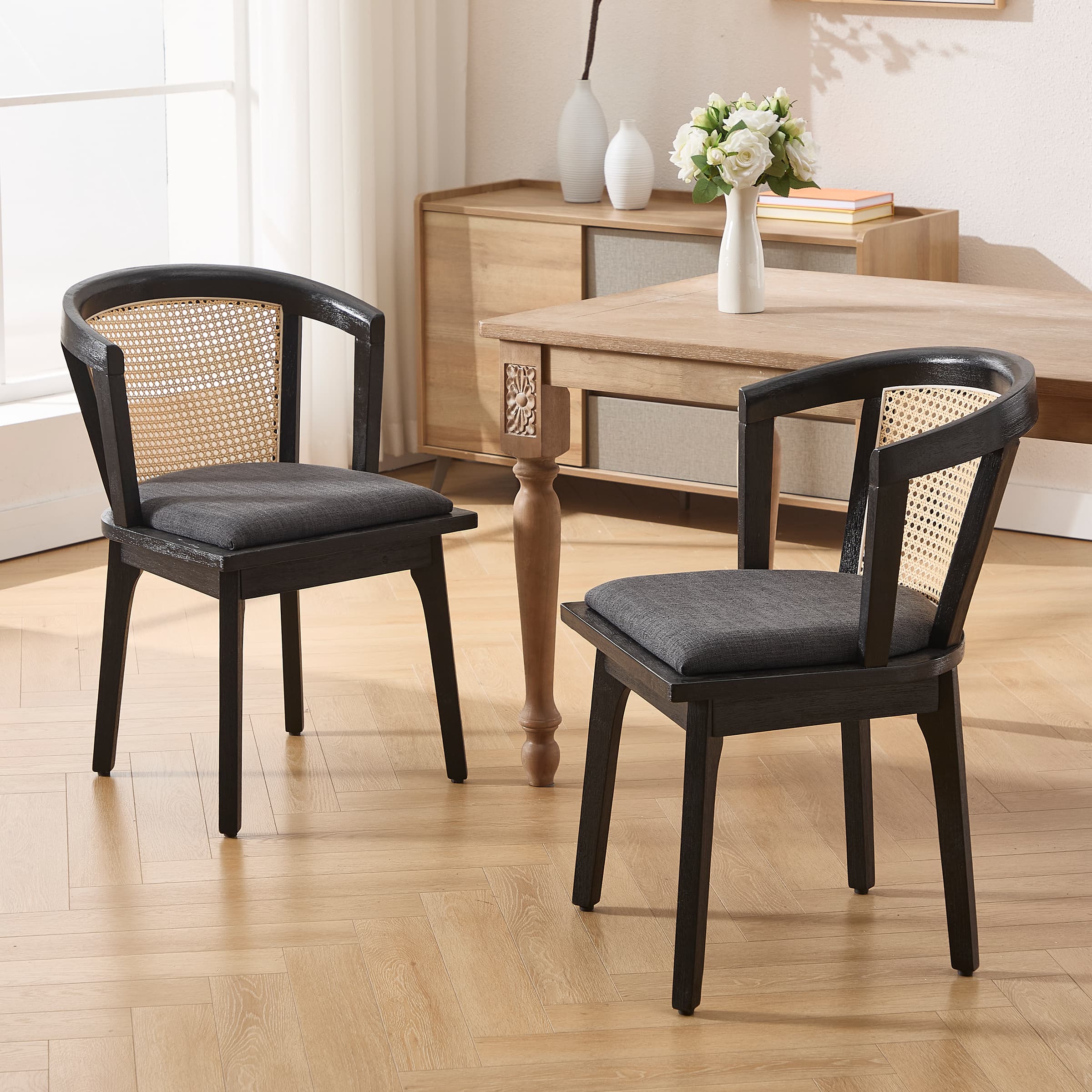 Janoray Dining Chairs with Cane Woven Back Set of 2 - 10085DC