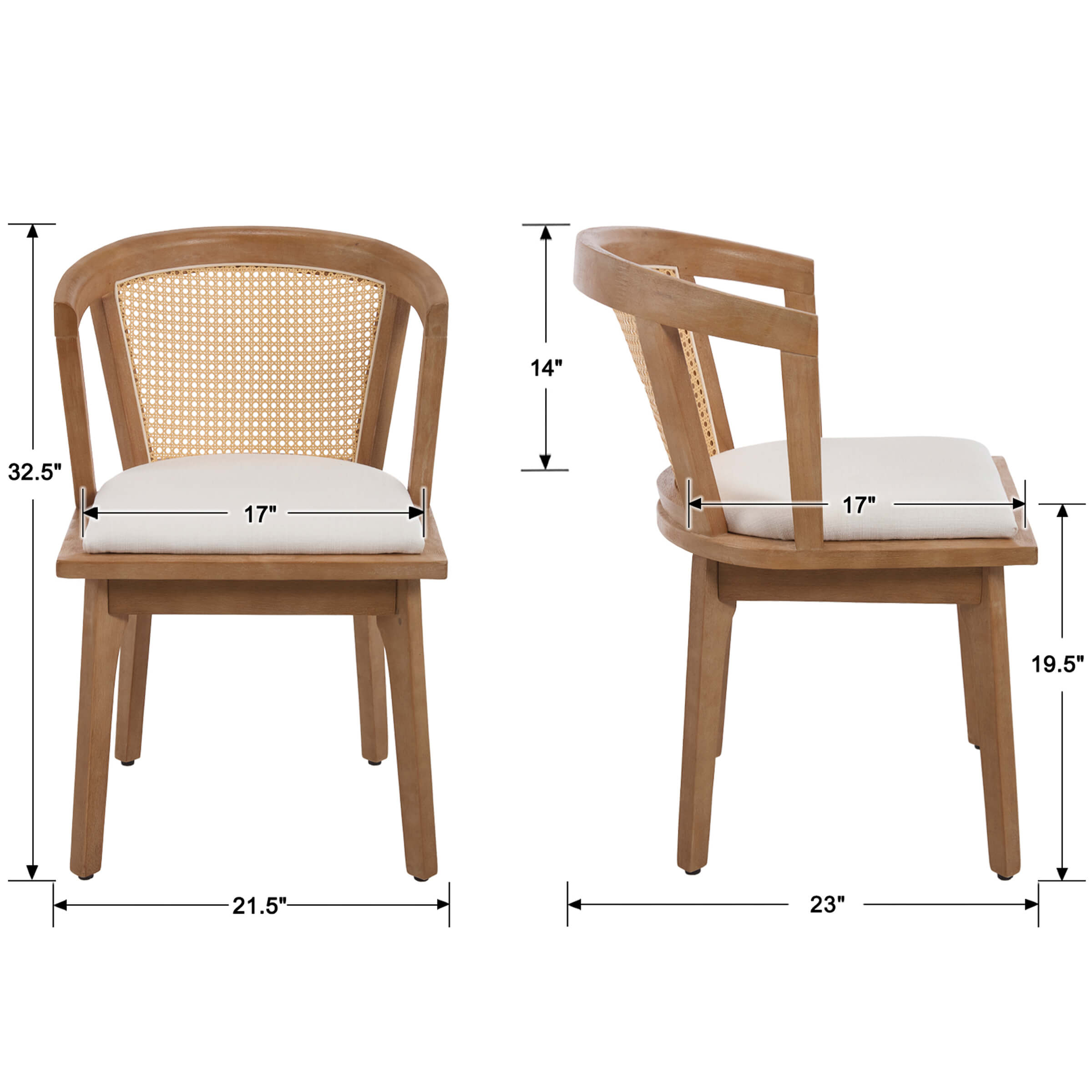 Janoray Dining Chairs with Cane Woven Back Set of 2 - 10085DC