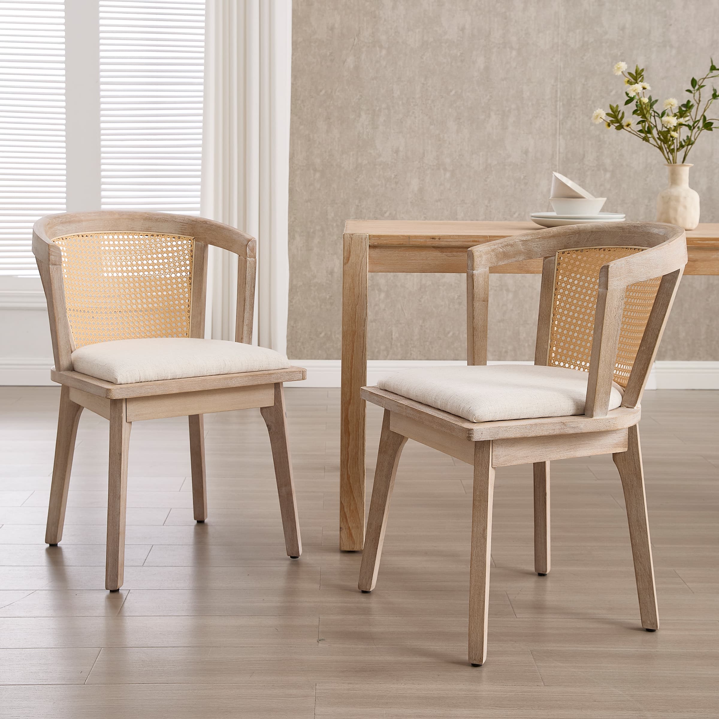 Janoray Dining Chairs with Cane Woven Back Set of 2 - 10085DC
