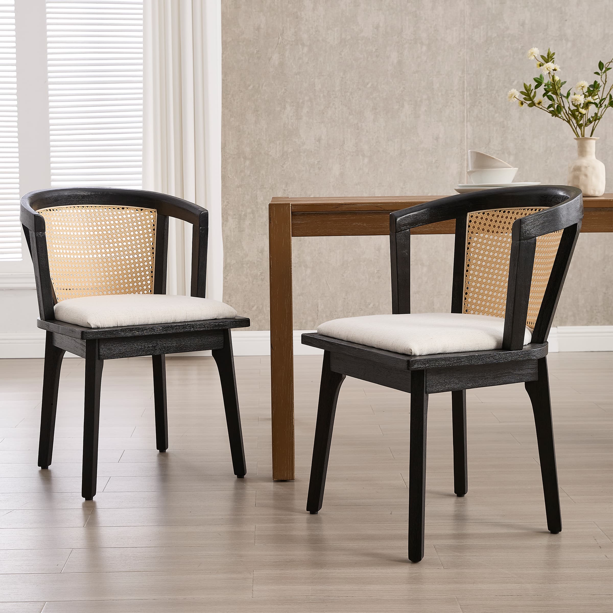 Janoray Dining Chairs with Cane Woven Back Set of 2 - 10085DC