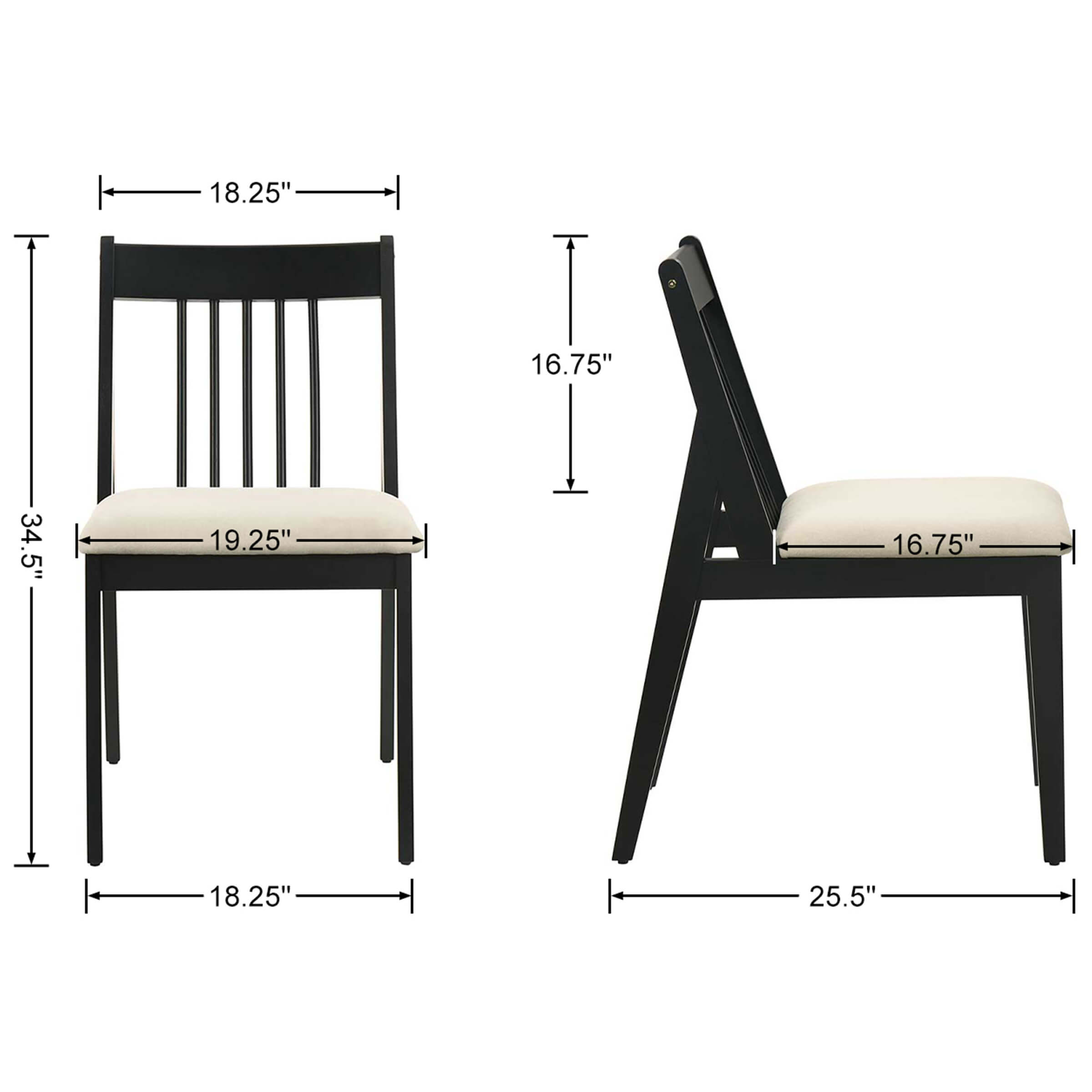 Janoray Farmhouse Chenille Upholstered Spindle Back Dining Chairs Set of 4 - 2346DC