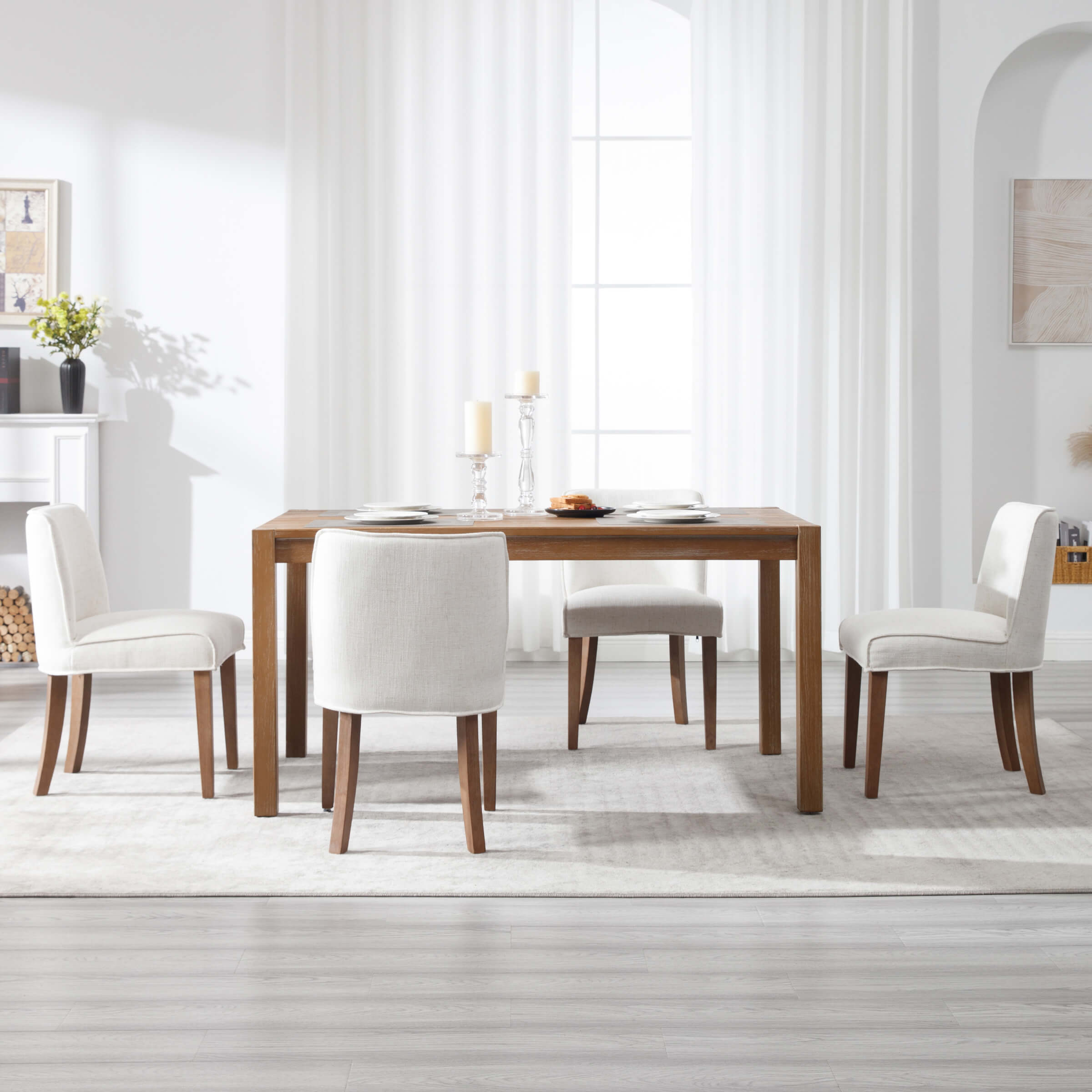 Janoray Farmhouse Fabric Dining Chairs Set of 2 - 2223DC