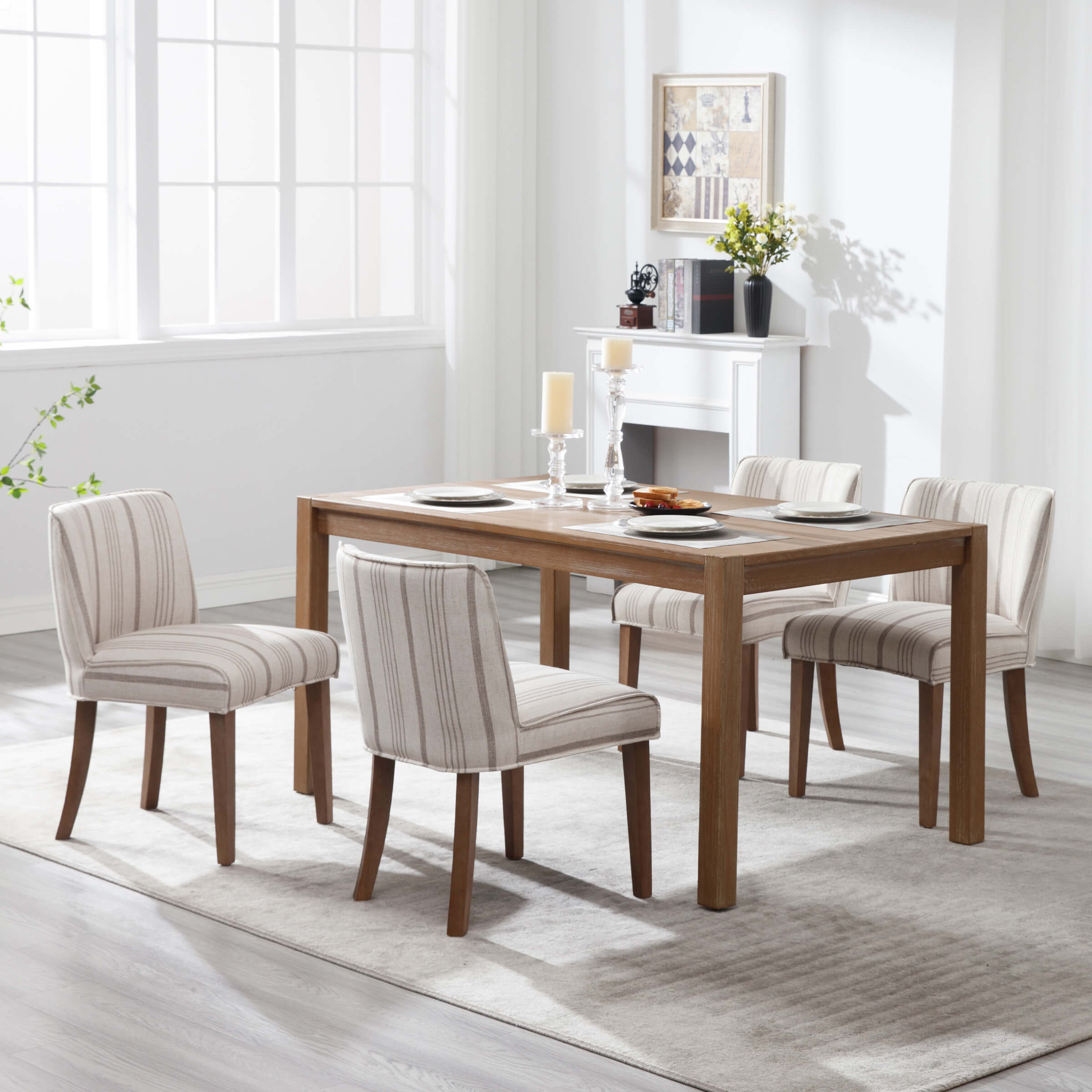 Janoray Farmhouse Fabric Dining Chairs Set of 2 - 2223DC