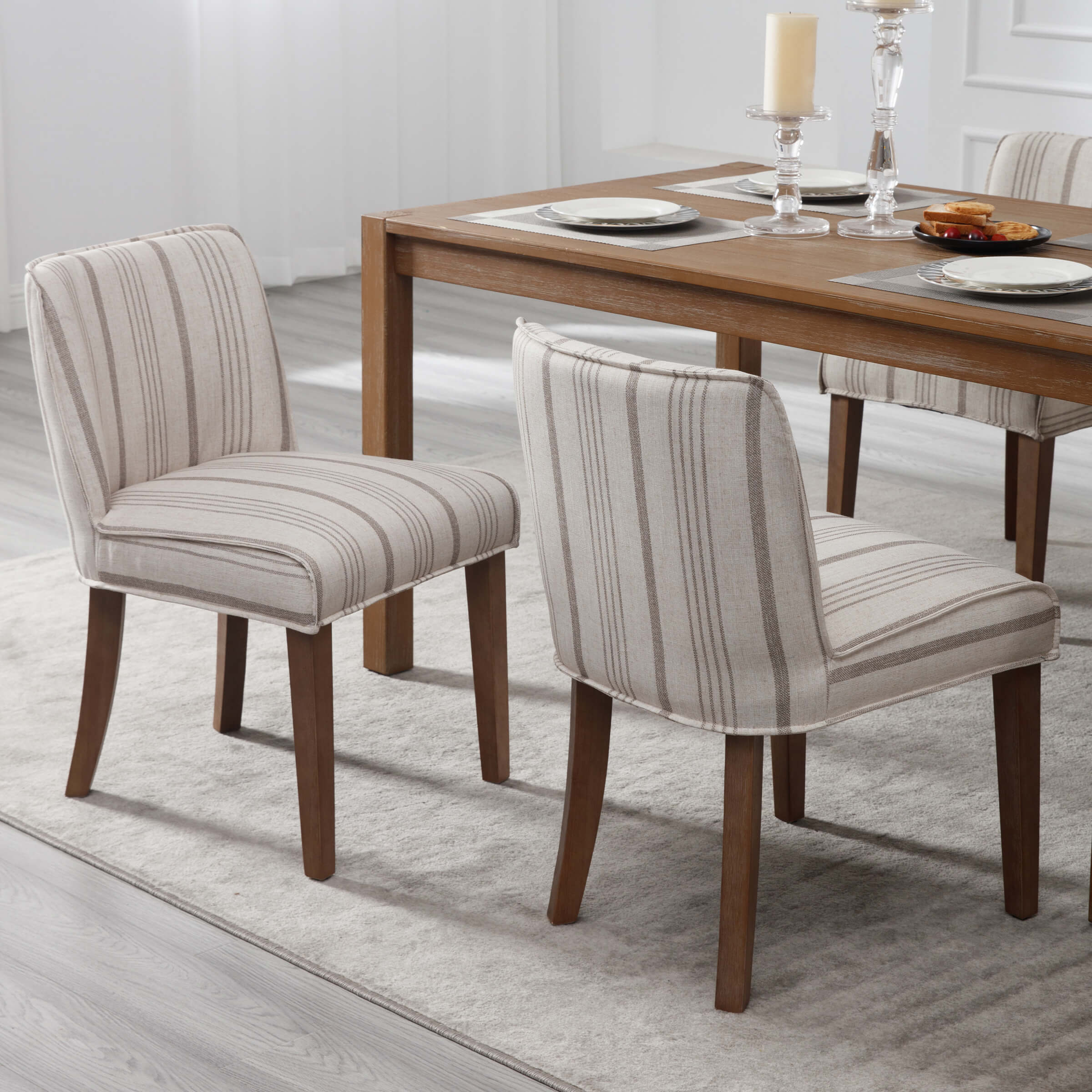 Janoray Farmhouse Fabric Dining Chairs Set of 2 - 2223DC