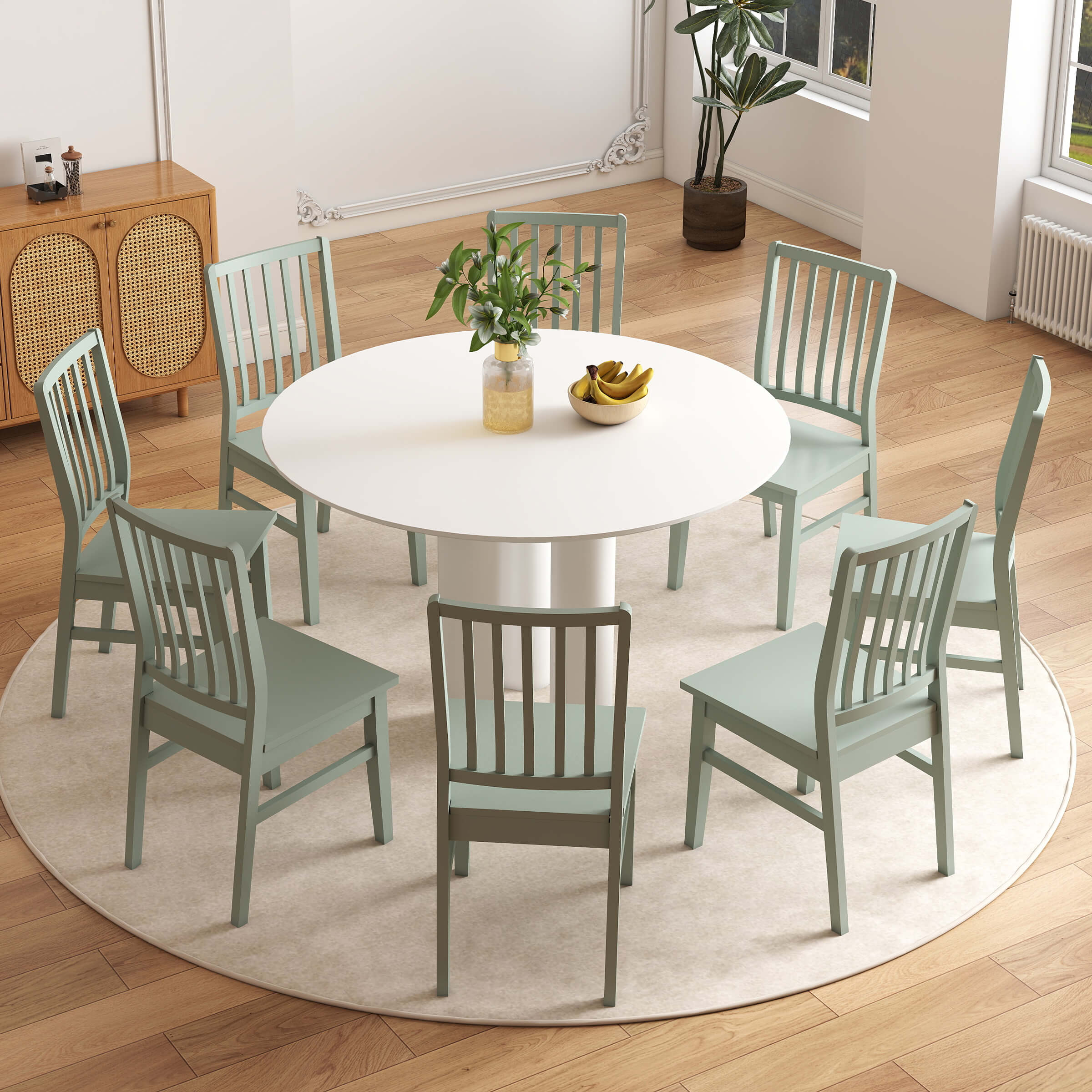 Janoray Farmhouse High Spindle Back Armless Dining Chairs Set of 4 - 0005DC