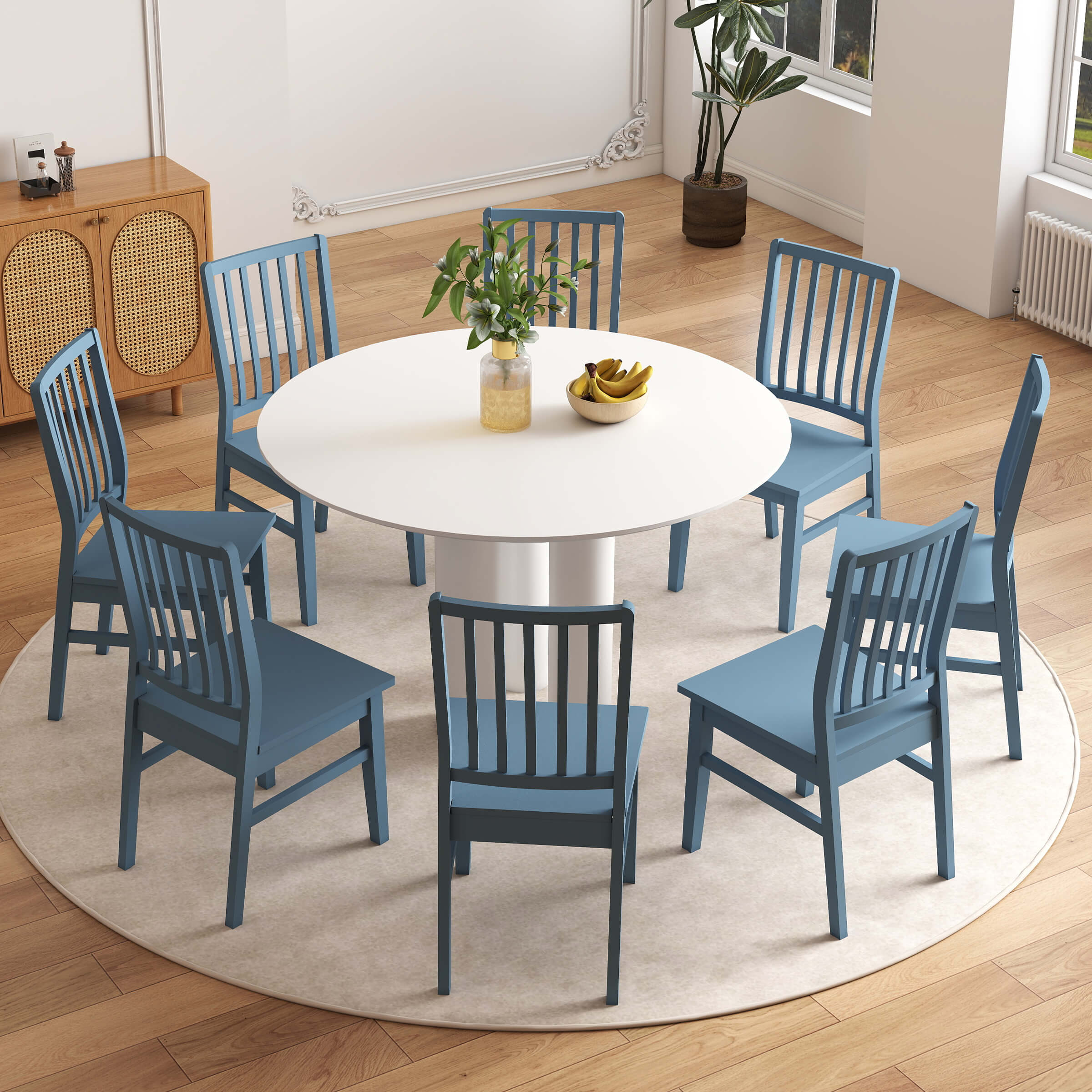 Janoray Farmhouse High Spindle Back Armless Dining Chairs Set of 4 - 0005DC