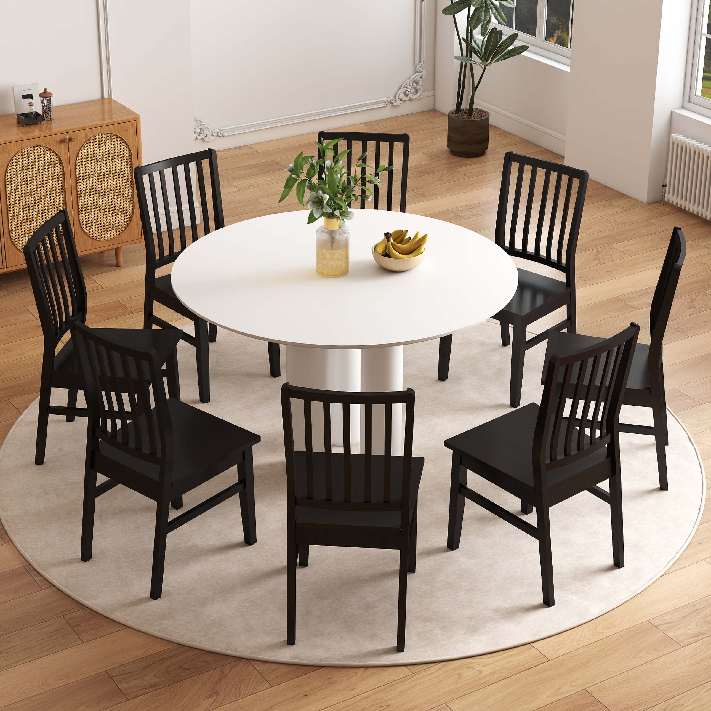 Janoray Farmhouse High Spindle Back Armless Dining Chairs Set of 4 - 0005DC