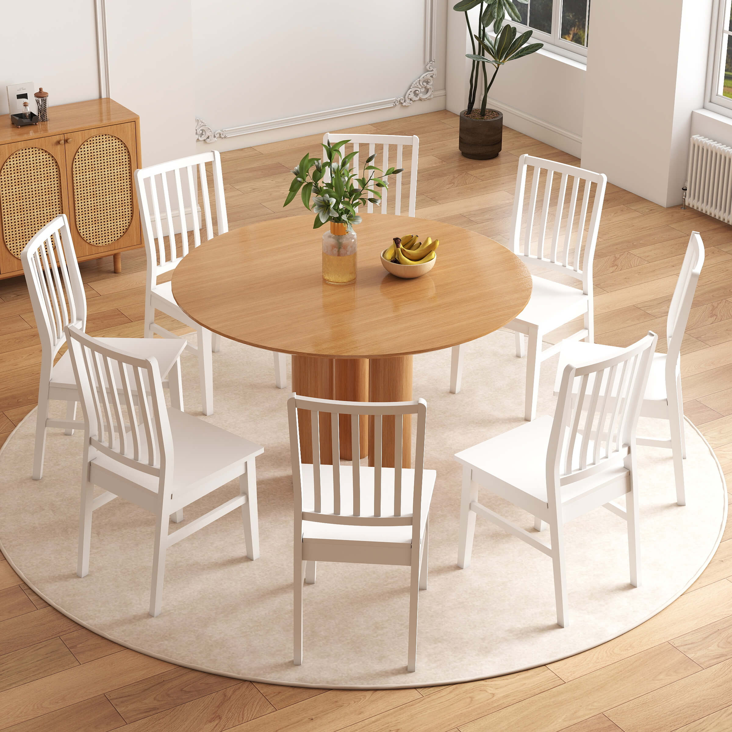 Janoray Farmhouse High Spindle Back Armless Dining Chairs Set of 4 - 0005DC