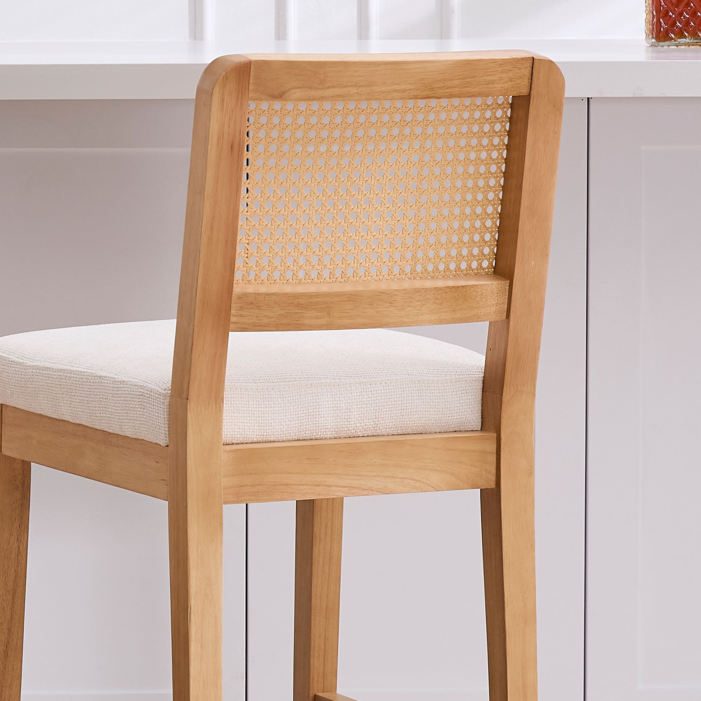 Janoray Farmhouse Rattan Back Counter Stool Set of 2 - 3234CS