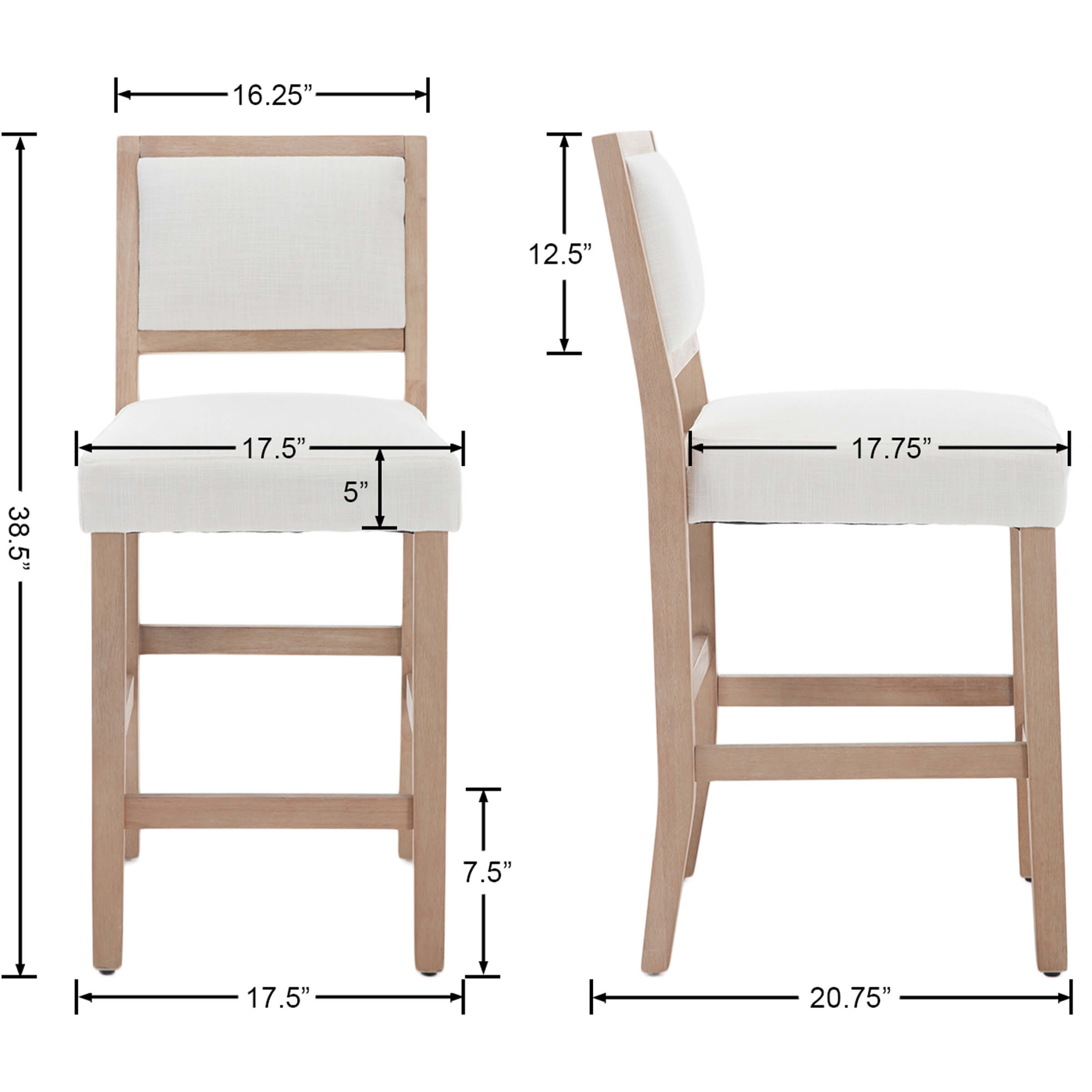 Janoray Farmhouse Upholstered Counter Stools Set of 2 - 57472CS