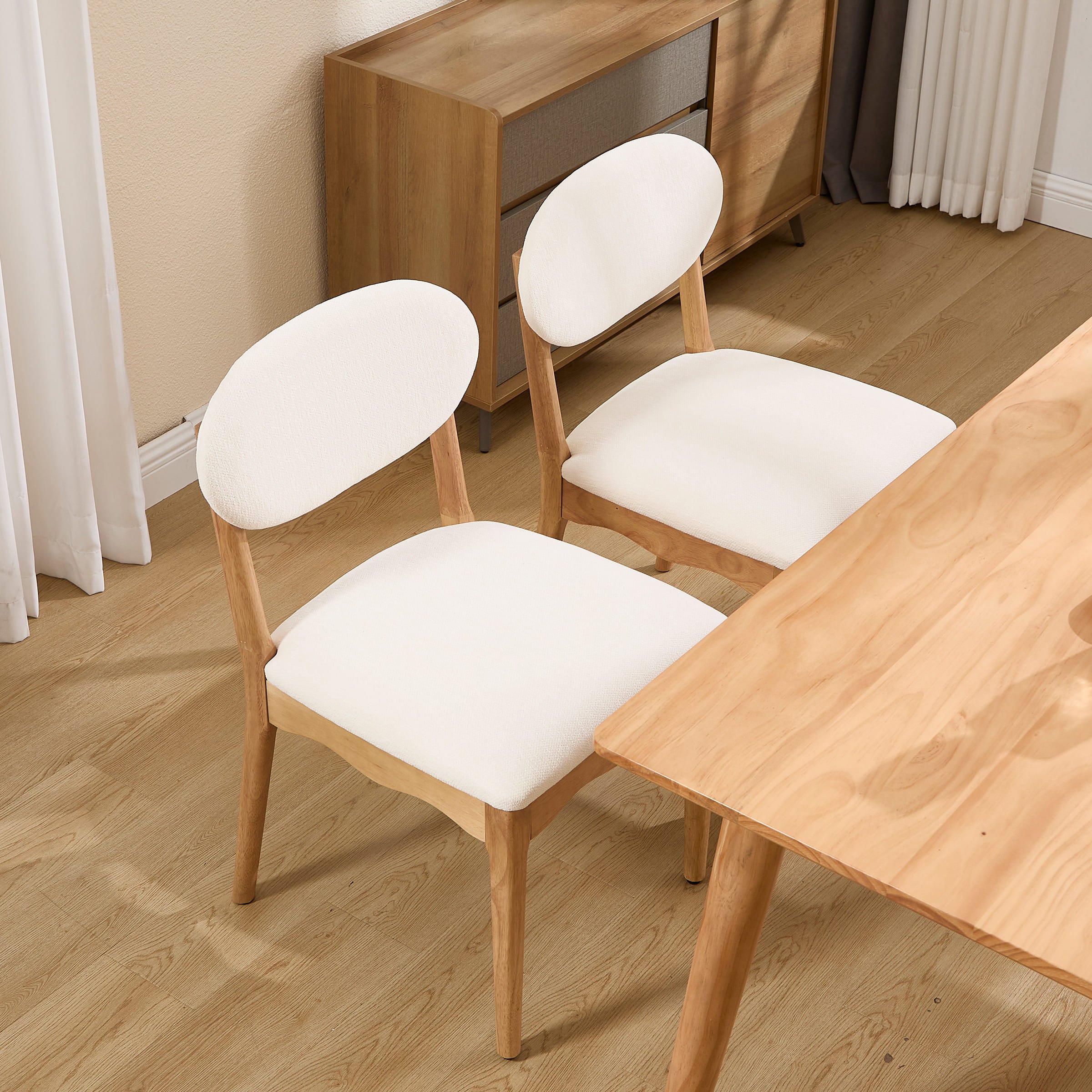 ROCITY Wooden Upholstered Dining Chair Set of 2 - 10066DC